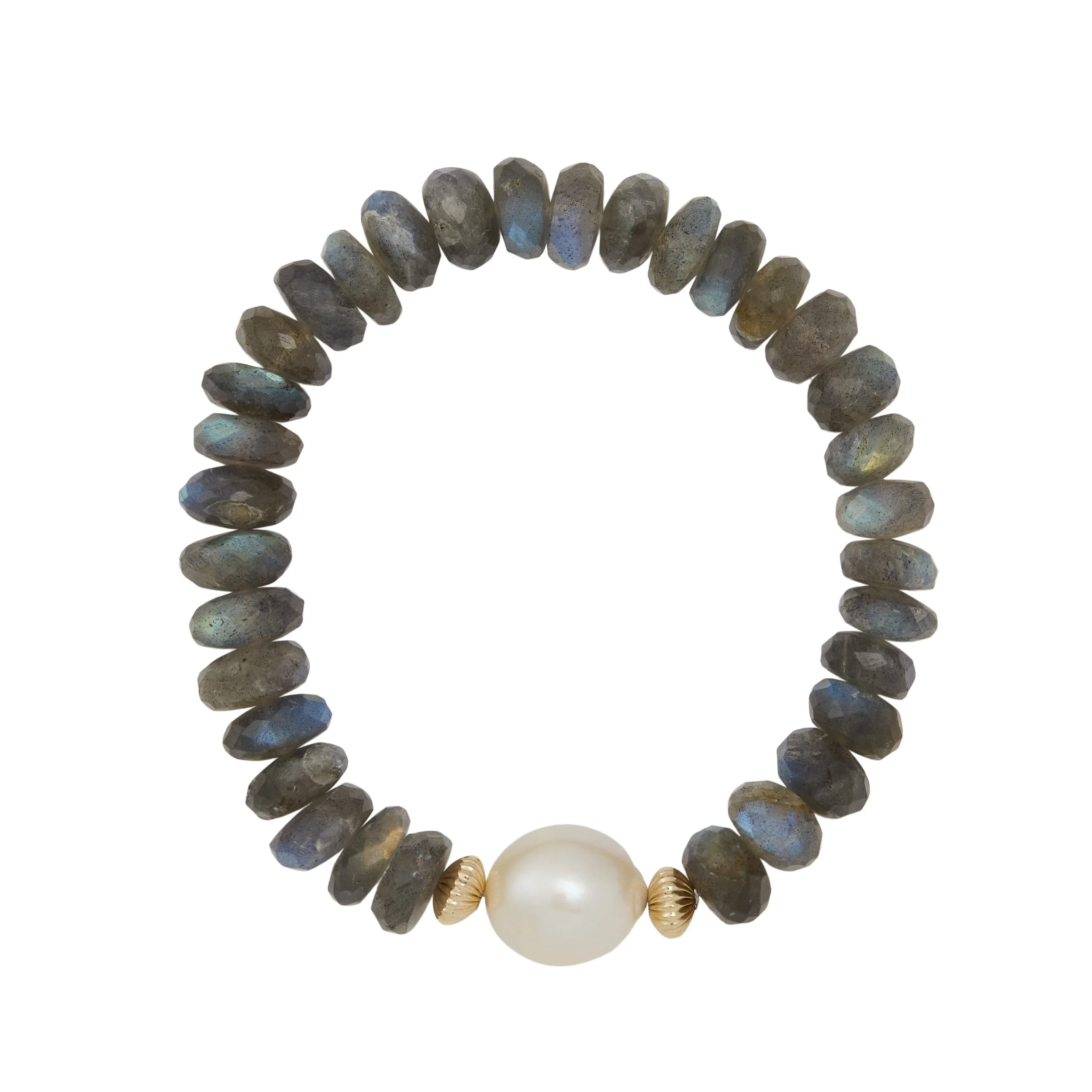 Labradorite with Akoya Pearl Stretchy Bracelet