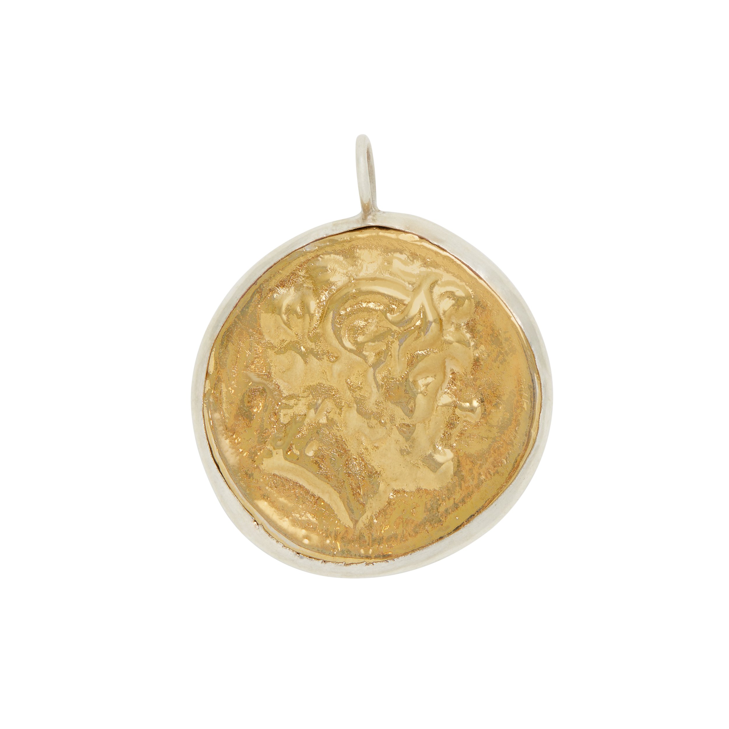 Gold and Silver Goddess Roma Coin Pendant