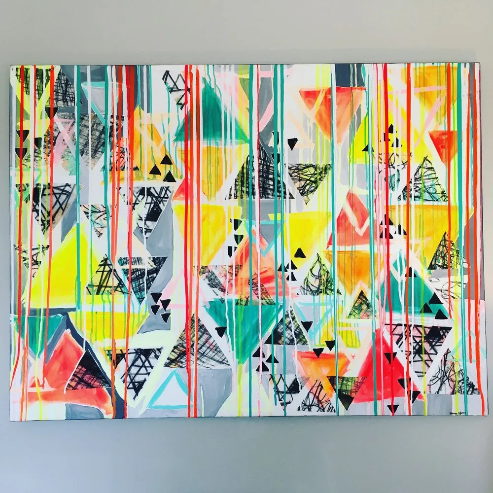 VITAMIN Kelsey Witt, also known as VITAMIN, is a muralist, installation artist, painter and illustrator currently residing in Norfolk, Virginia. She attended the University of Mary Washington, where she received a Bachelors in Studio Art and Creative Writing in 2013. Currently, she has work in permanent collections in Virginia Beach, Norfolk, Richmond, Suffolk, Austin, Huntington Beach, and New York. She has traveled to 34 states and is looking to finish all 48 landlocked states by 2019. She is really inspired by her travels as well as the 90's cartoons she watched and the graffiti she grew up with in her hometown. She considers herself a color theorist, and abstract artist.
