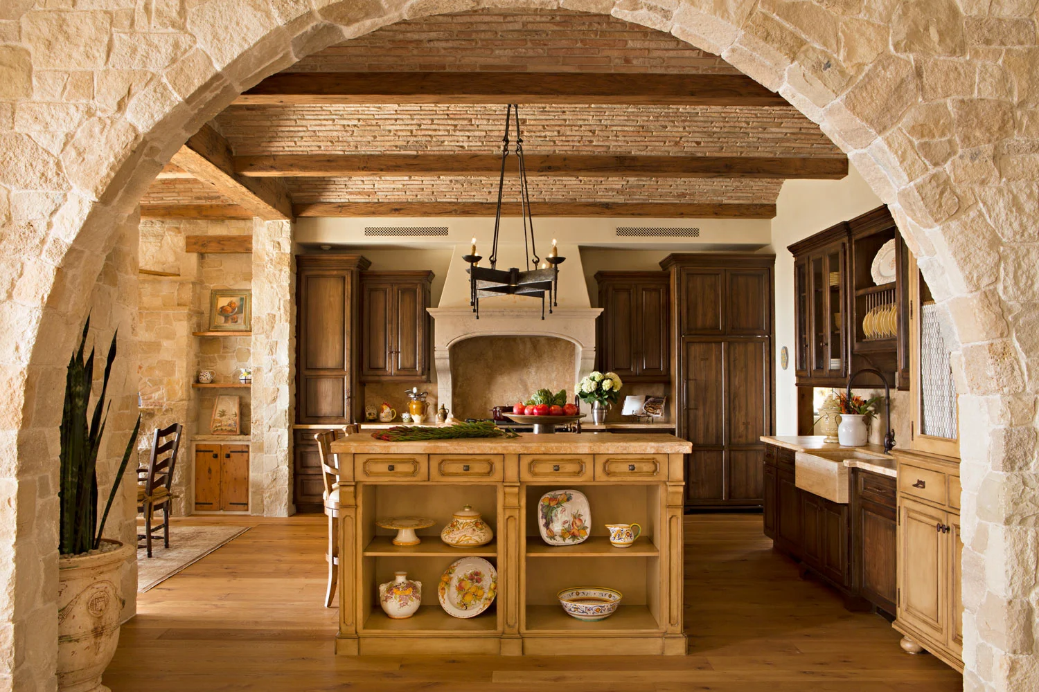Rustic-Mediterranean-Kitchen-Island-Stone-Barrel-Vaulted-Ceiling-corbin-reeves.jpg