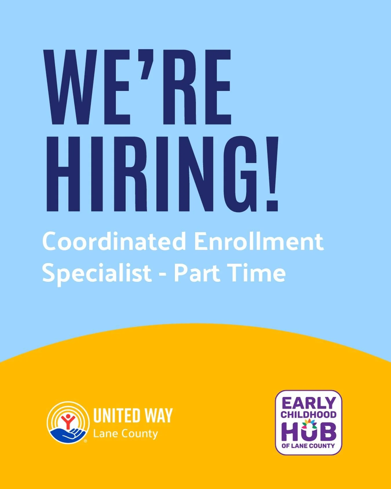 We&rsquo;re hiring a part time Coordinated Enrollment Specialist to join our team in Springfield, Oregon! This role will work as part of our Early Childhood Hub team, working to assist families with young children&nbsp;with eligibility, selection, an