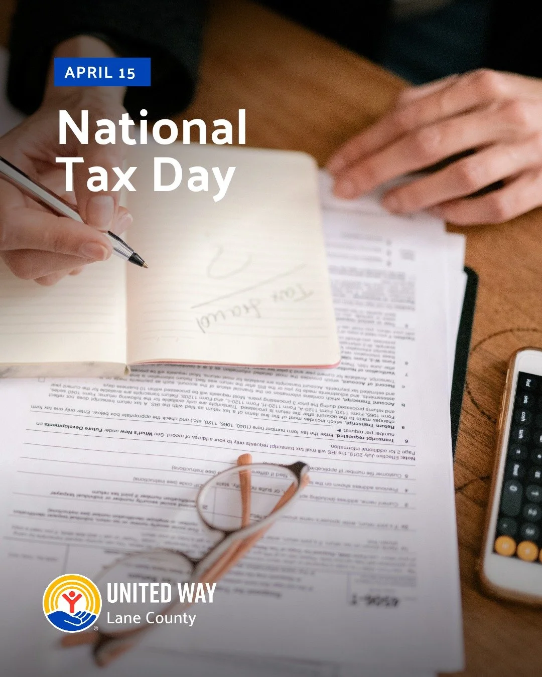 It's National Tax Day! Today, April 15, is the deadline to submit your state and federal taxes for the 2025 year.

Rushing to complete your taxes? Check out My Free Taxes, powered by United Way! This easy, confidential service allows individuals who 