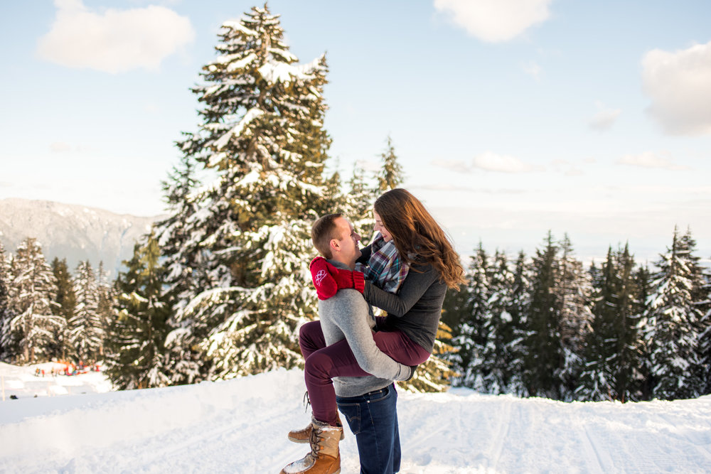 Couple's engagement session in the snow in British Columbia