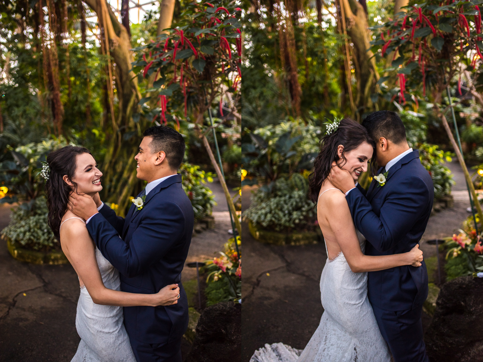 Bride and Groom in Bloedel Conservatory in Queen Elizabeth Park