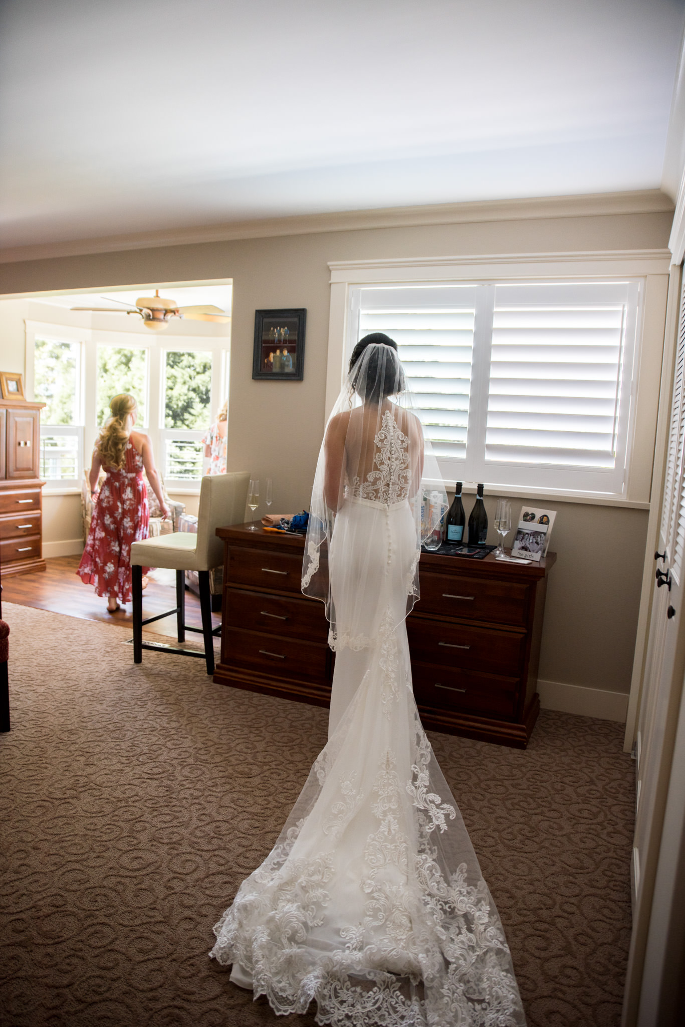 Bride getting ready in a house in BC, Canada