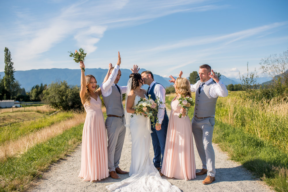 Bridal Party in front of mountains in Maple Ridge BC