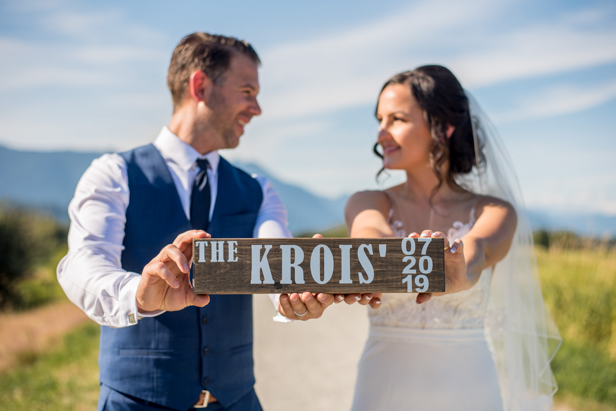 Bride and Groom with their shot-ski in Maple Ridge BC, Canada
