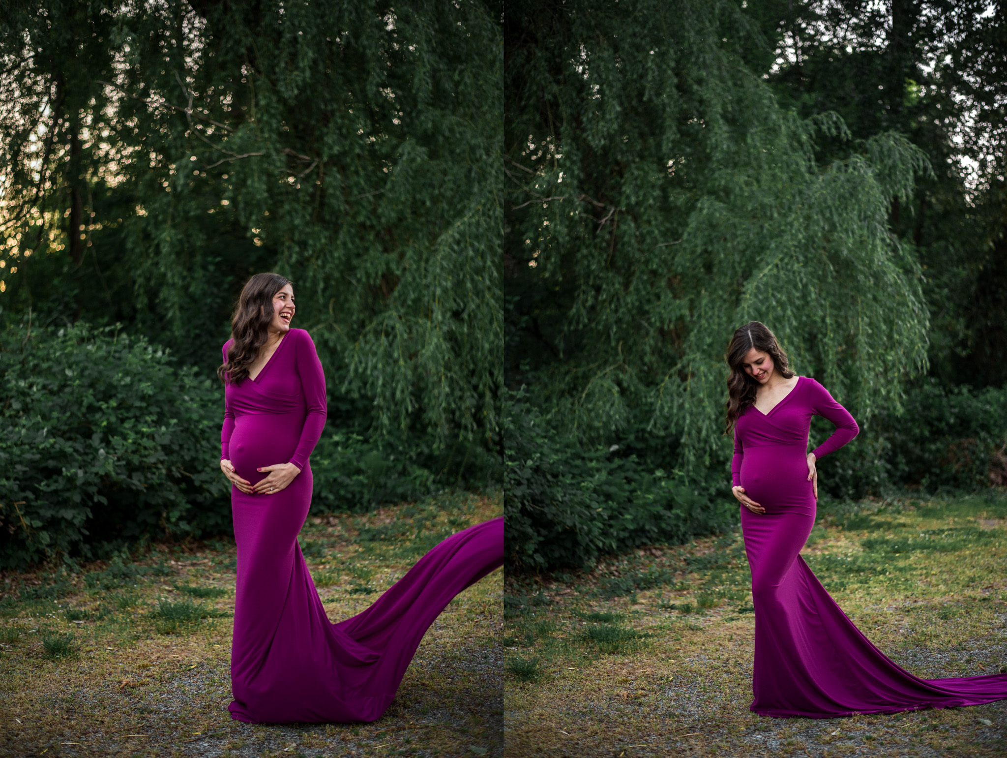 Pregnant woman posing for maternity session in Burnaby BC