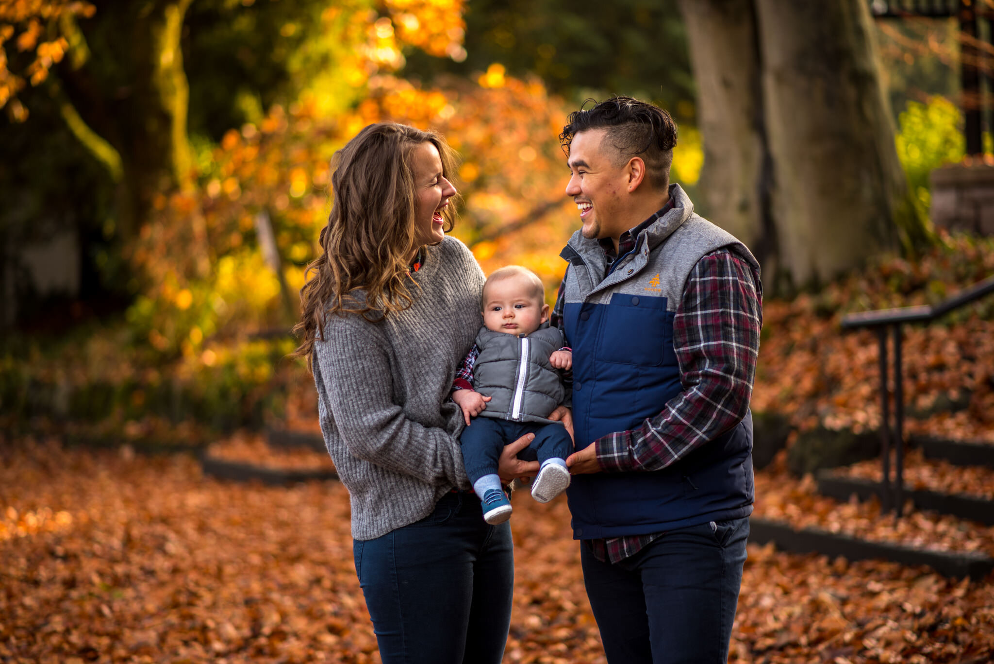 Family Fall Photo Shoot with baby boy in Queens Park, New Westminster, BC