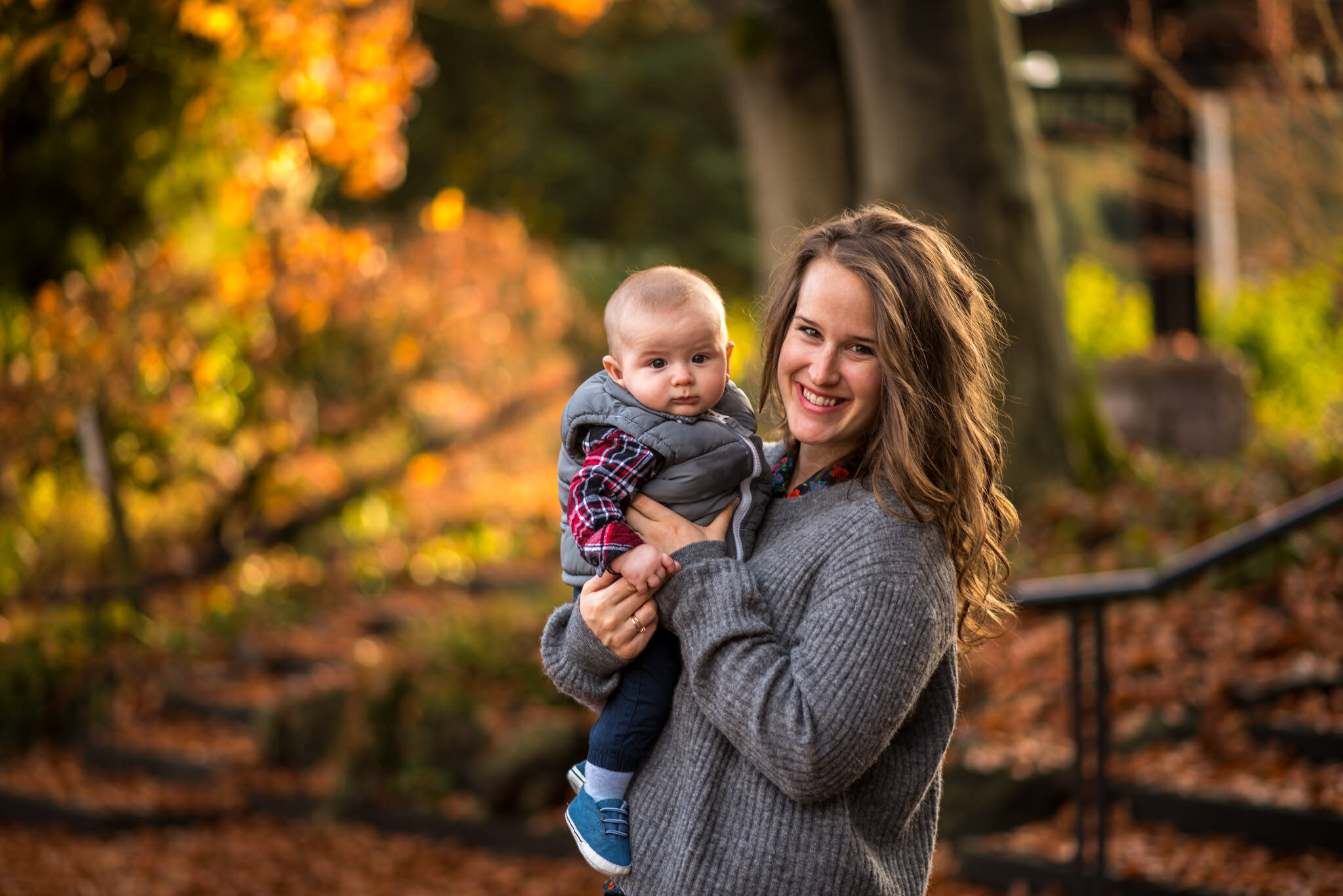 Mom and her son in fall family photo session, New Westminster, BC