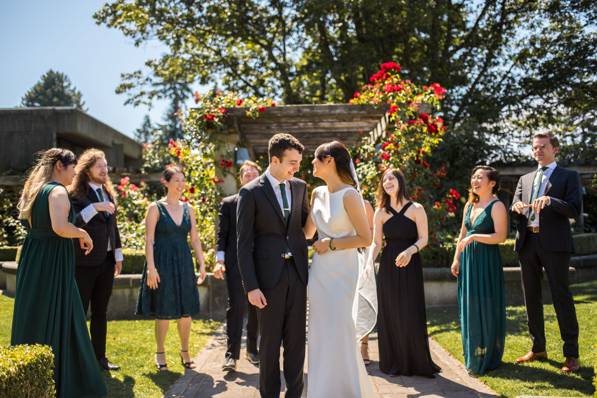 Wedding Party at UBC Rose Garden in Vancouver B.C.