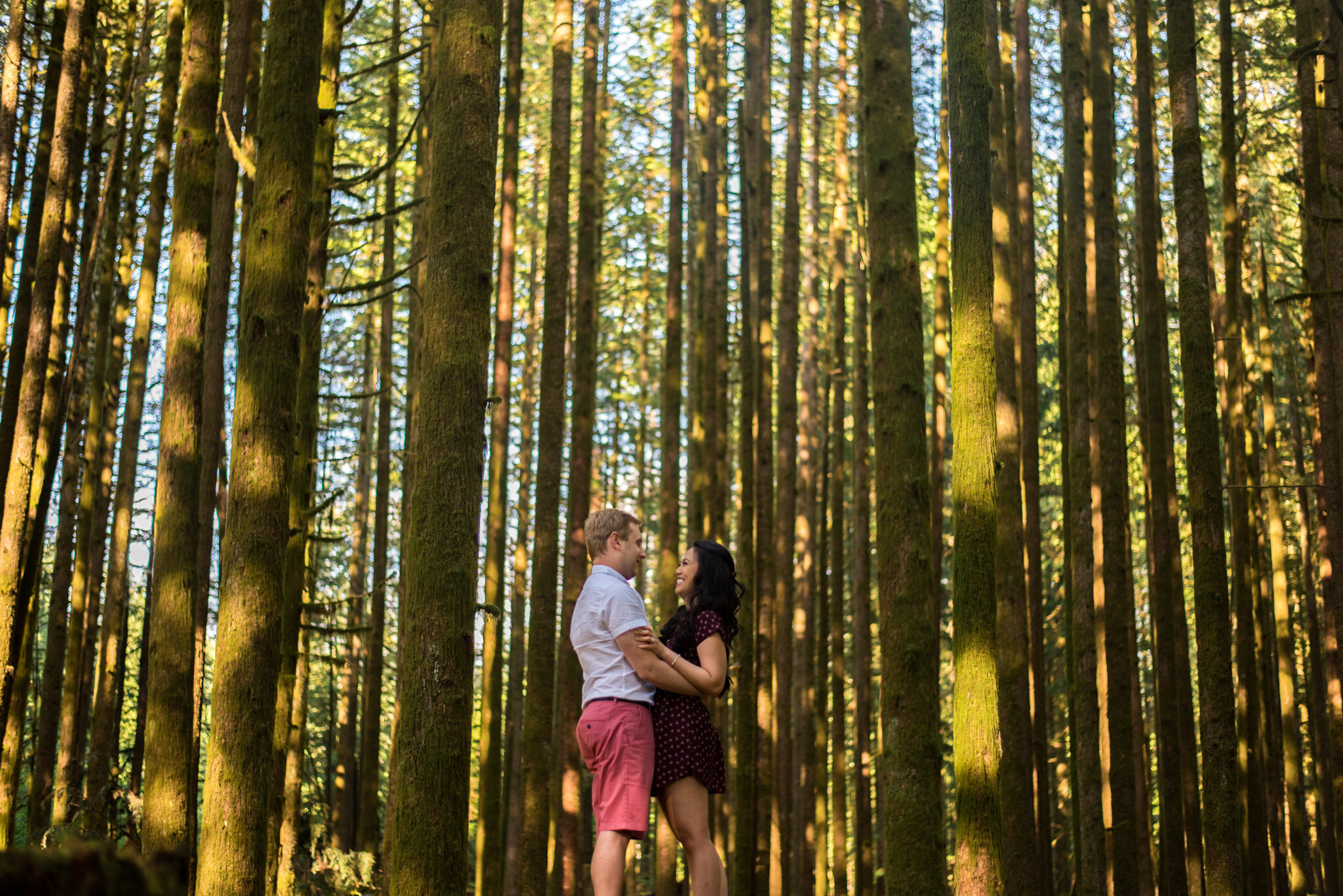Golden Ears Engagement Session with a couple in the forest in Maple Ridge
