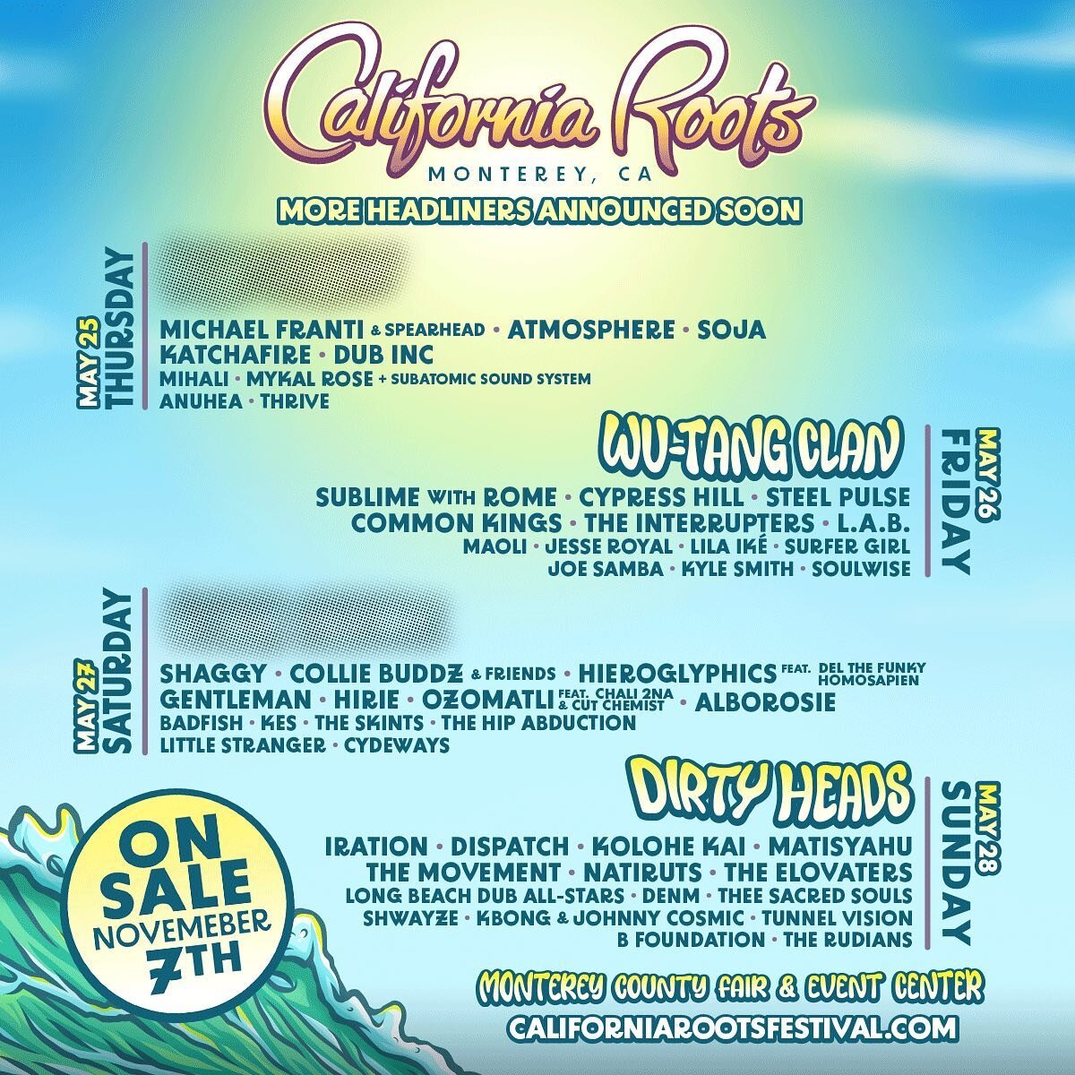 Super hyped to play my first @calirootsfest in May 🏝 Tickets on sale Nov 7 &gt; link in story!