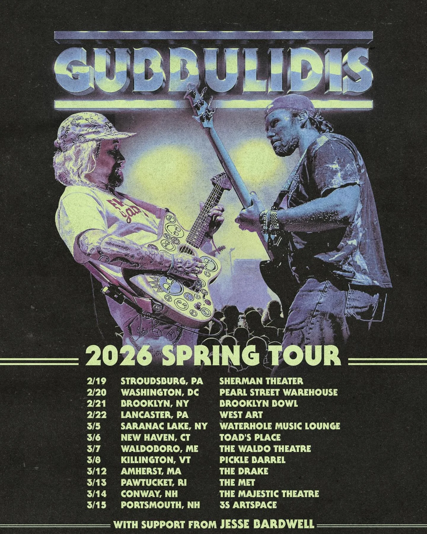 Gubbulidis is going on our first ever tour! Join us for 12 dates this upcoming Spring as we play out stripped down Twiddle favorites alongside our typical improv &amp; jams&nbsp;🎸🎸  Tickets go on sale this Friday, December 19th at 10am ET. Sign-up 