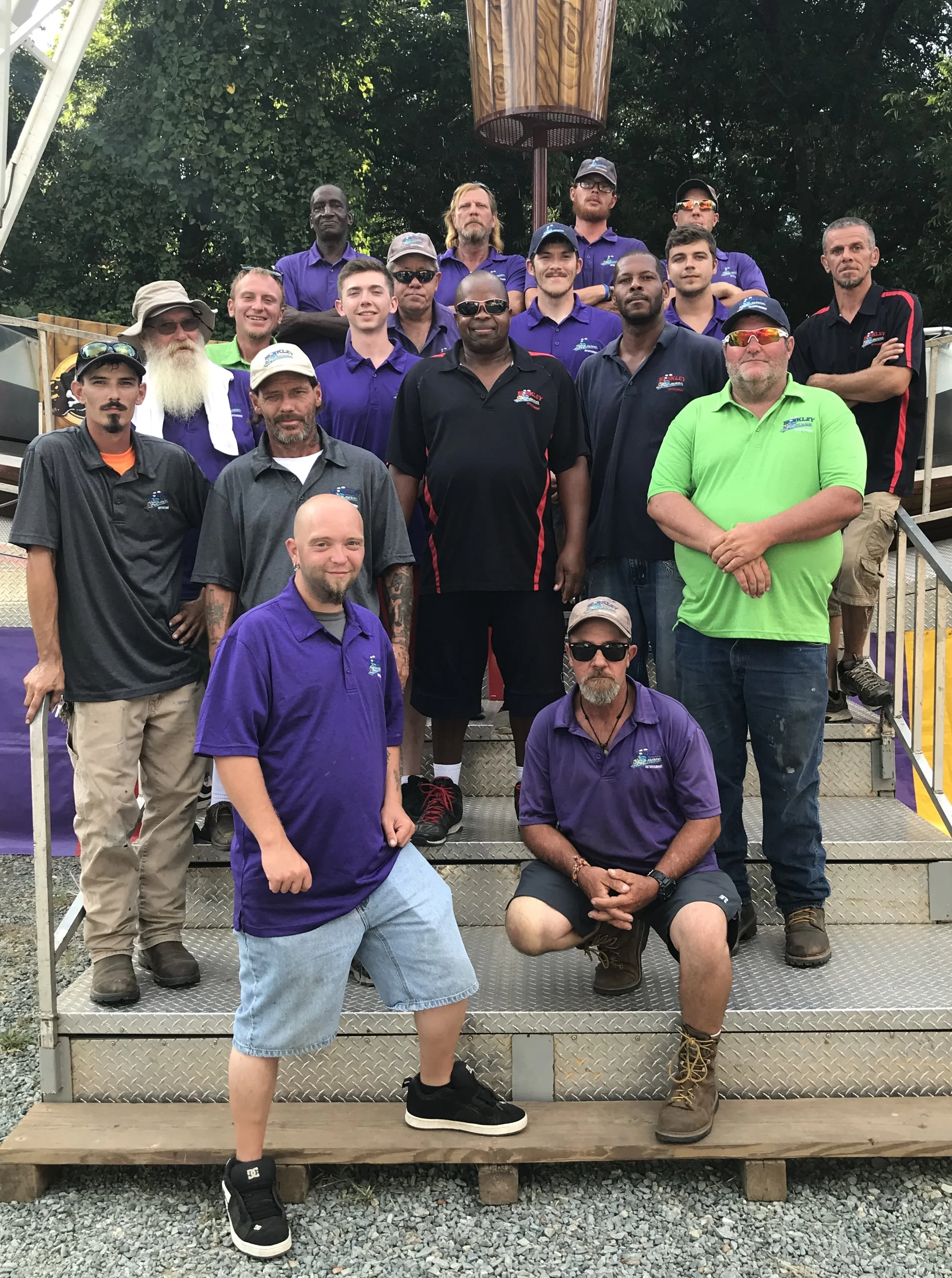 The hard working crew that makes sure the Matthews Alive carnival rides are safe and fun