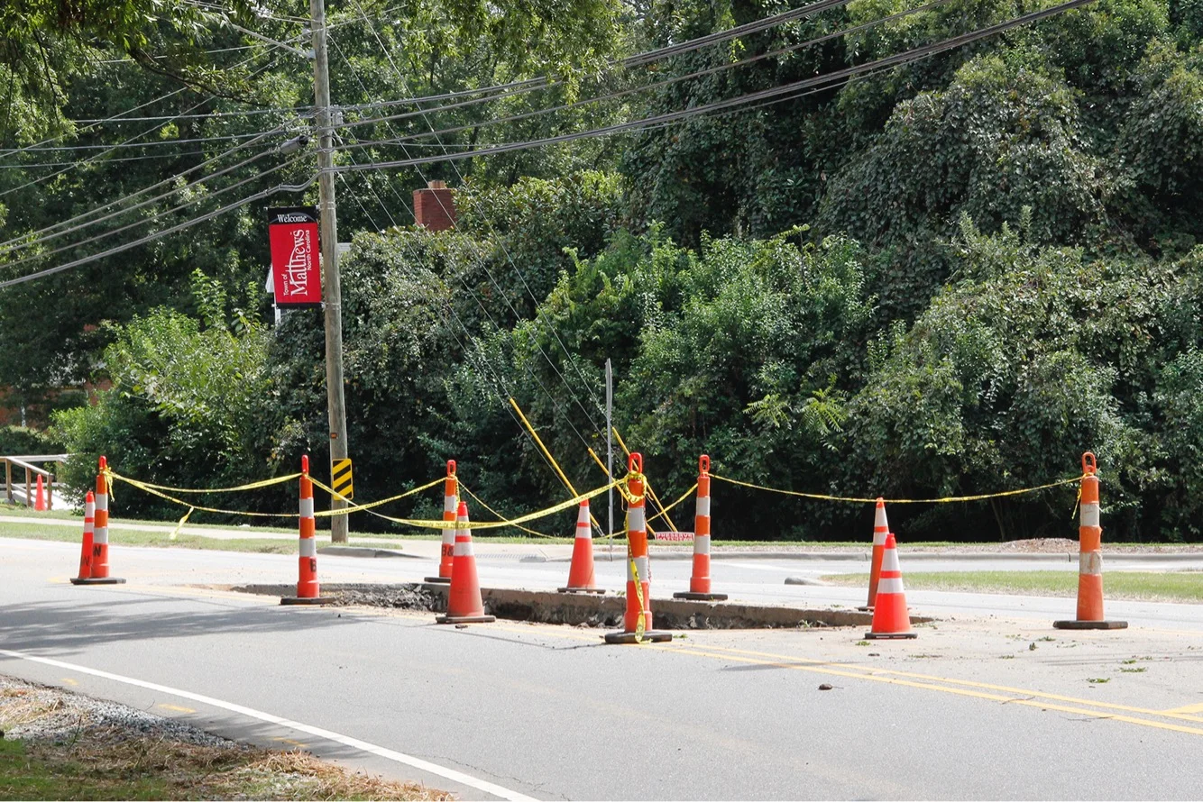 Road construction near Matthews Station Street