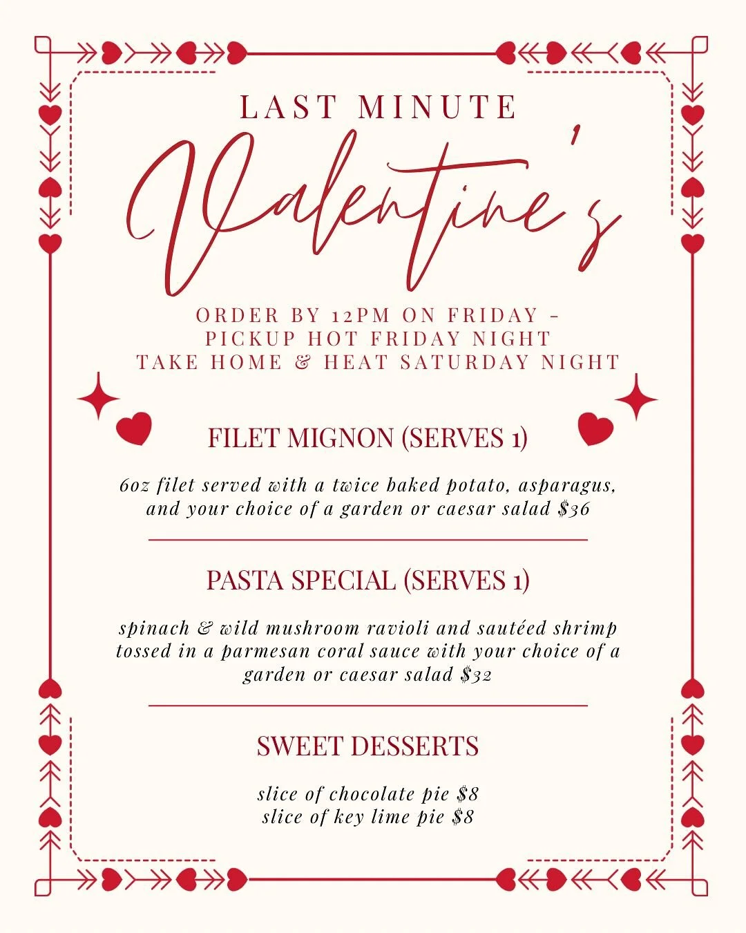 Order your dinners for tonight to pickup before 7pm! Call Porters Neck to place your order 910-686-9343