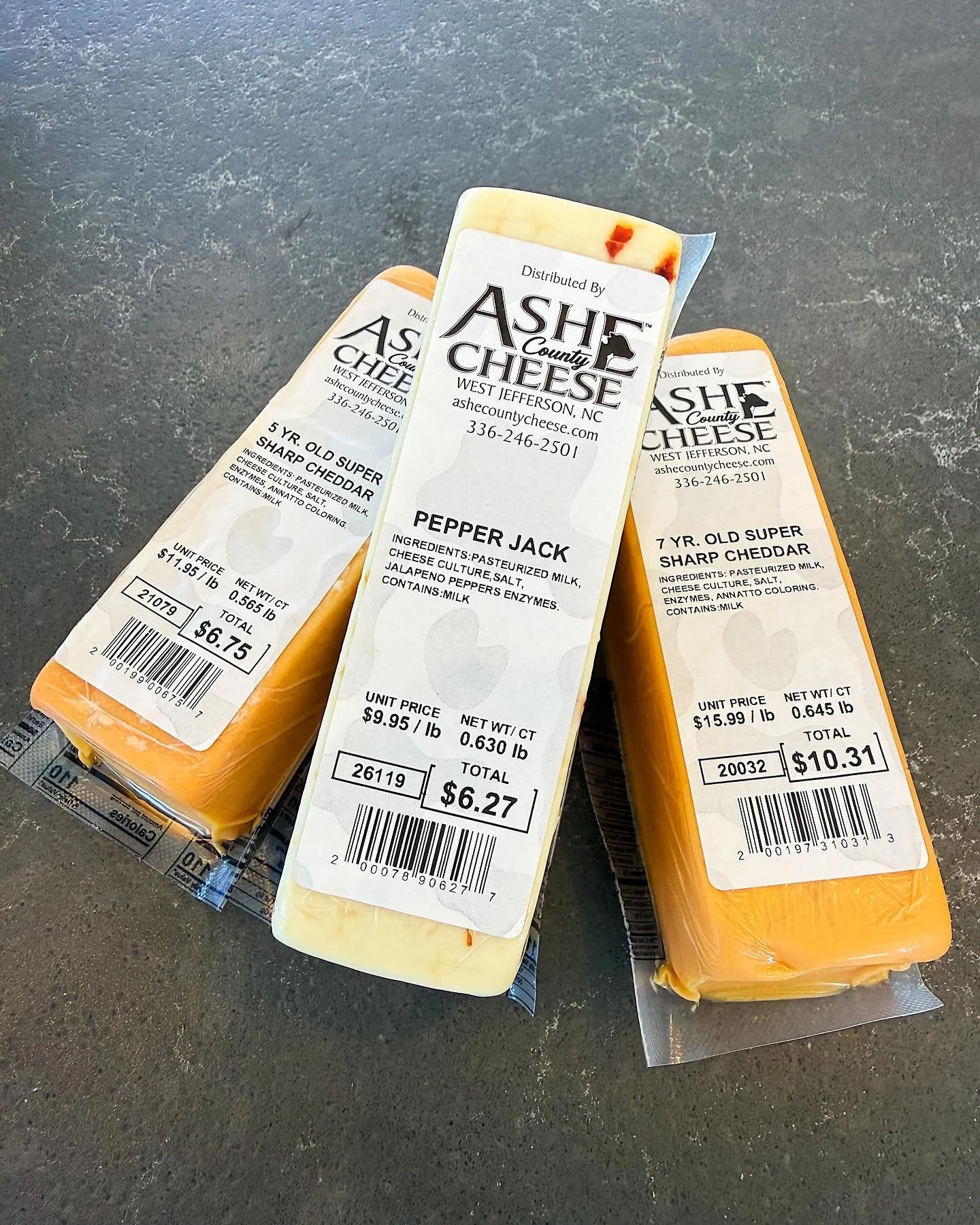 @ashe_county_cheese is the best cheese 🧀 Grab a 5-year, 7-year Sharp Cheddar, or Pepper Jack to add to your charcuteries for the weekend! Available at both stores