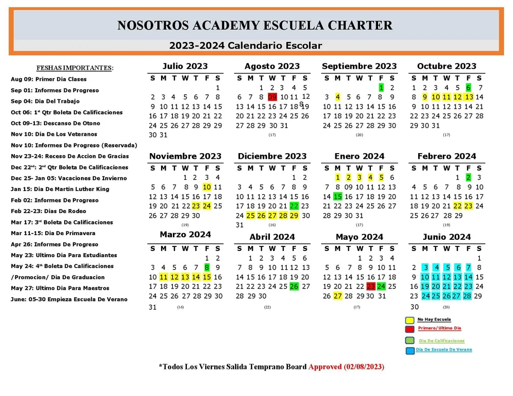 Calendar Nosotros Academy K 12