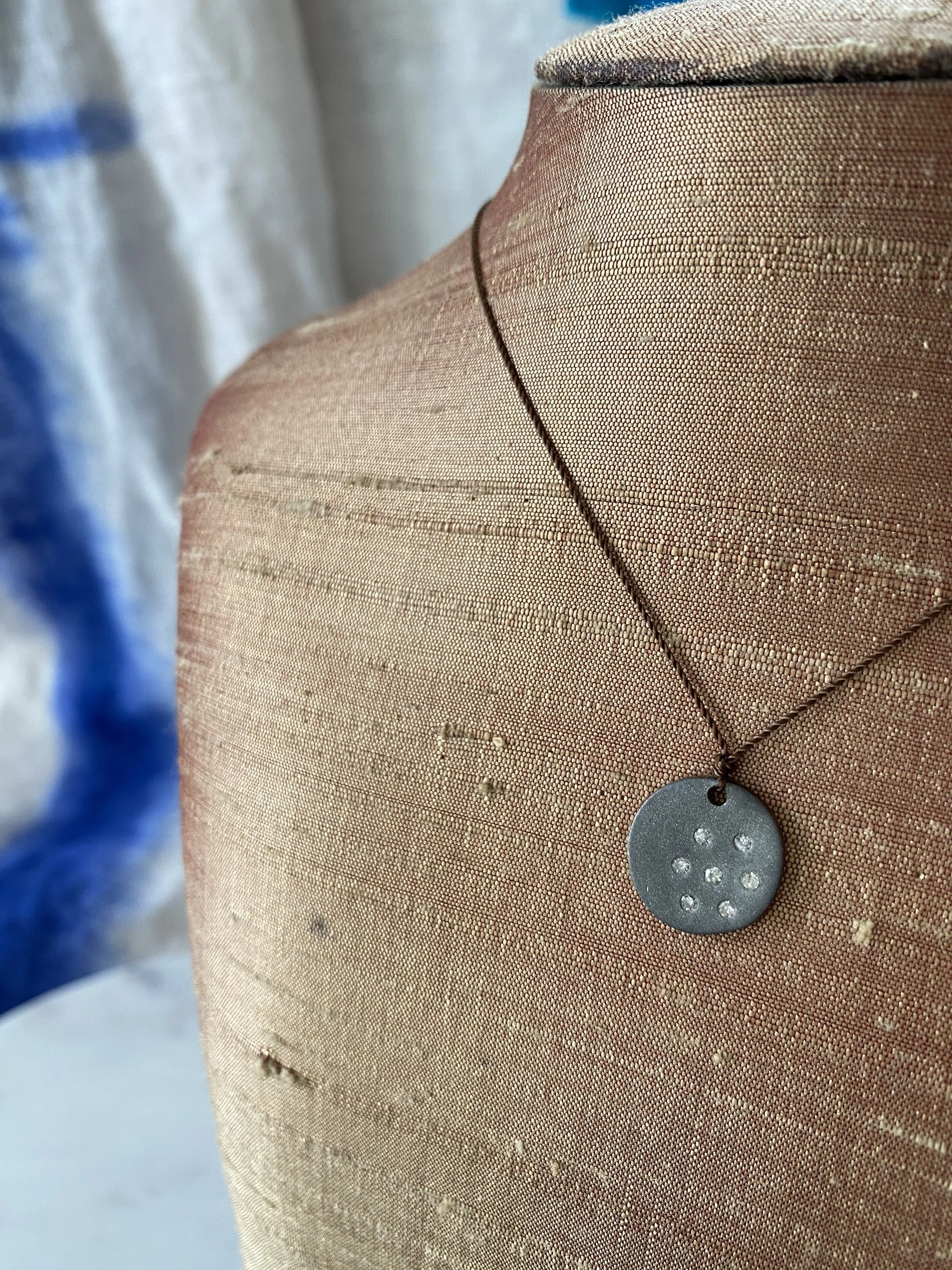 Margaret Solow Diamond Moon Disc Necklace
