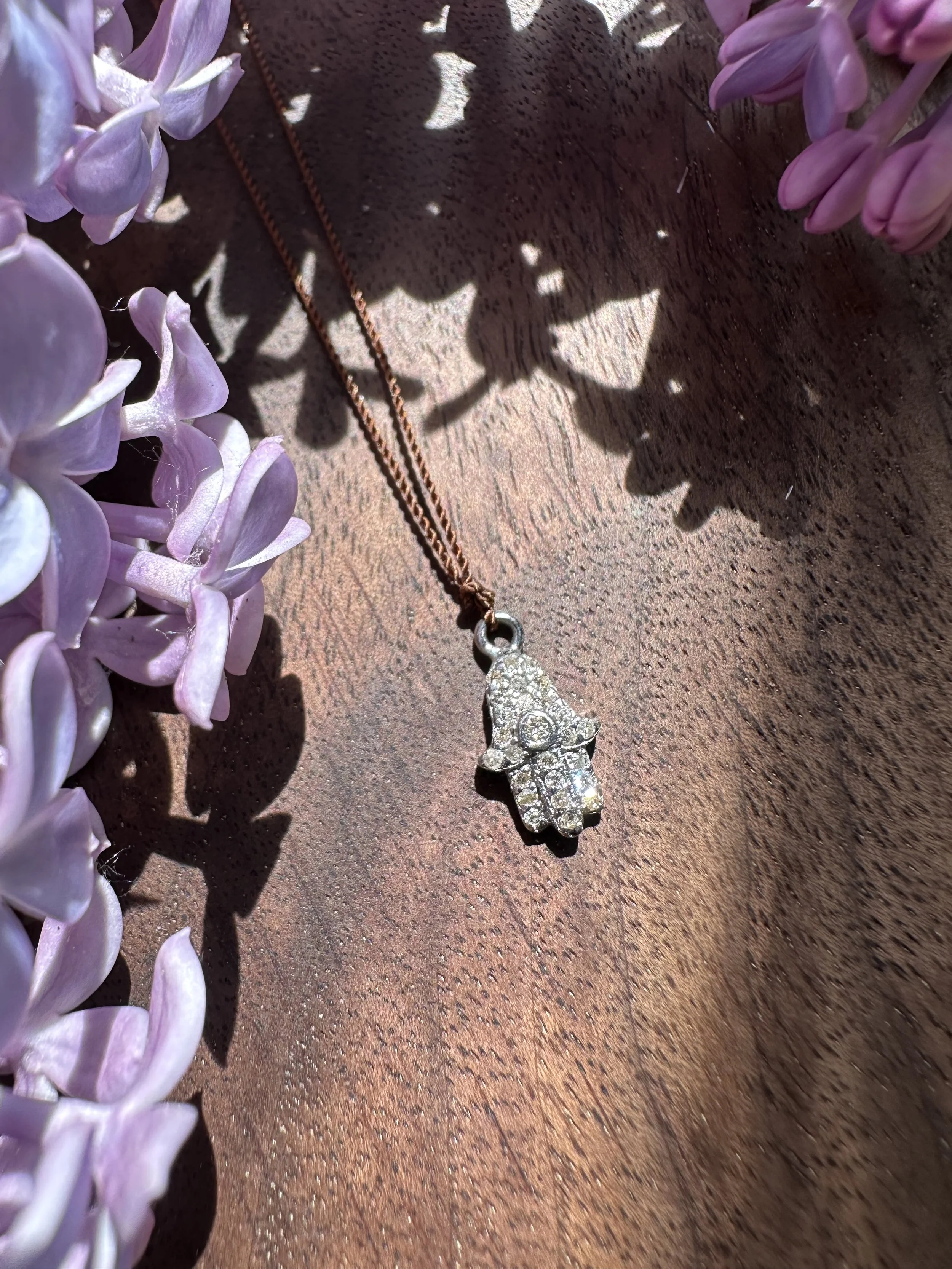 Margaret Solow Pave Hamsa Necklace