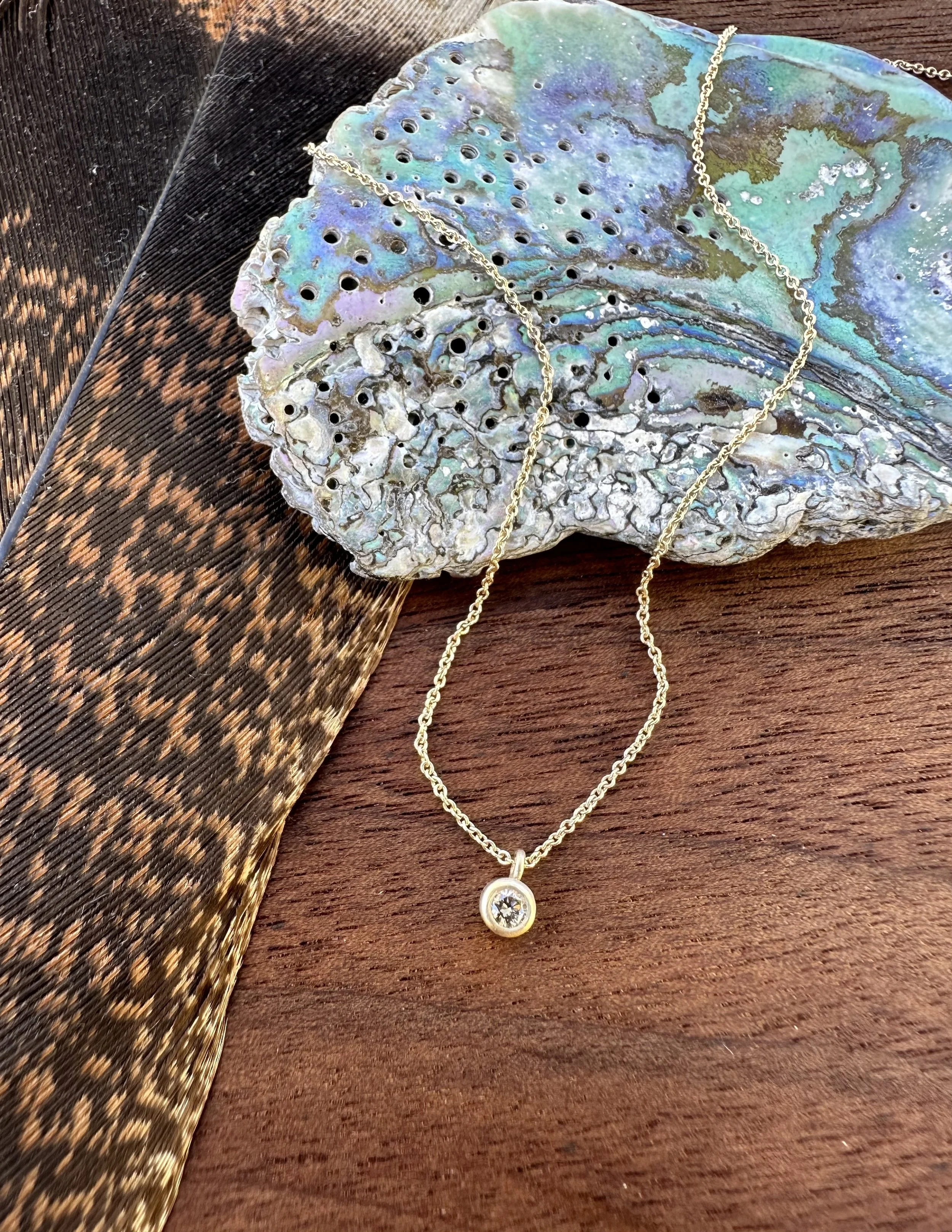 Carla Caruso 14K Gold Bezel Set Diamond Necklace