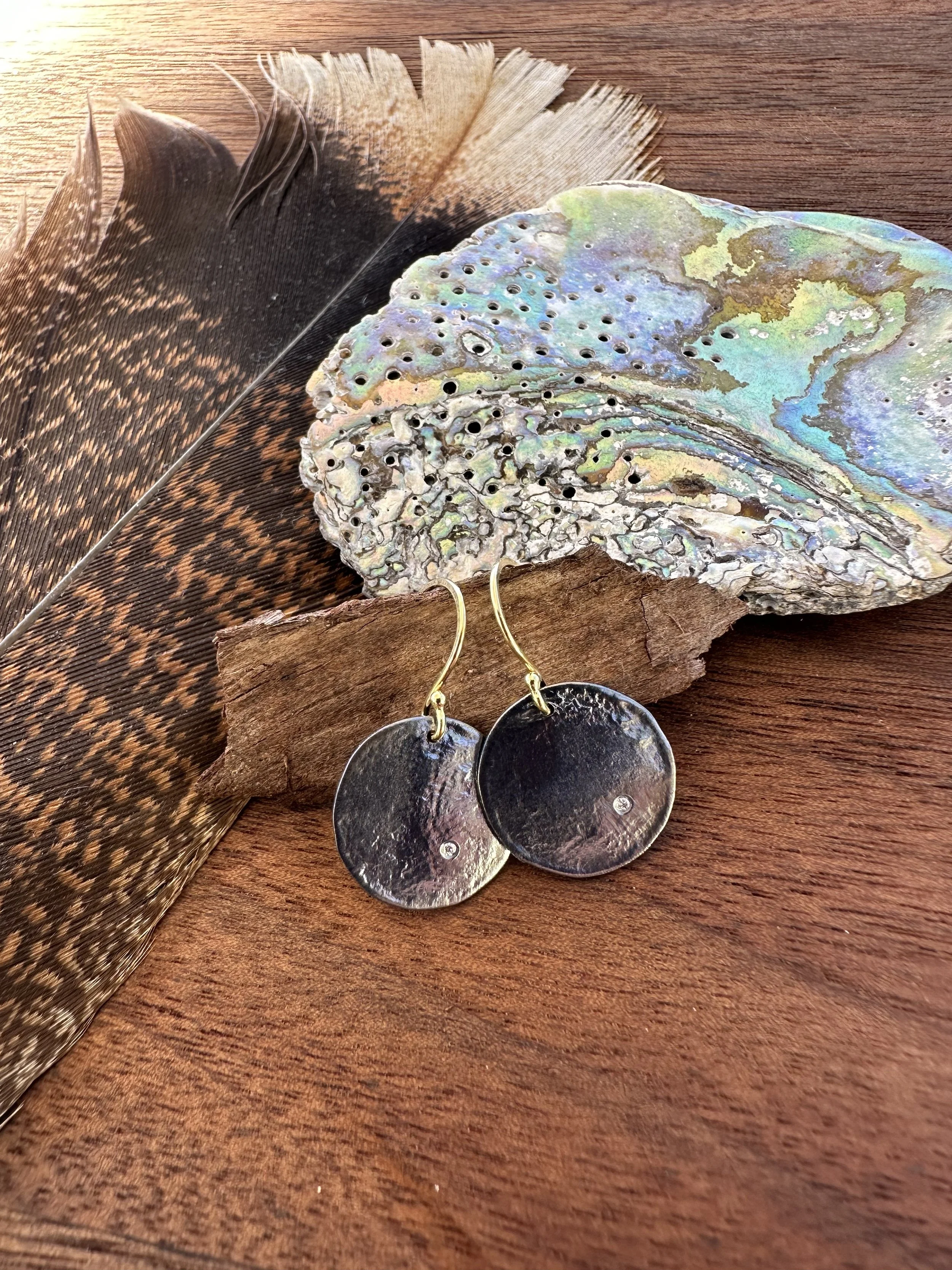 Sarah McGuire 18K Gold Oxidized Silver Diamond Myrtle Earring