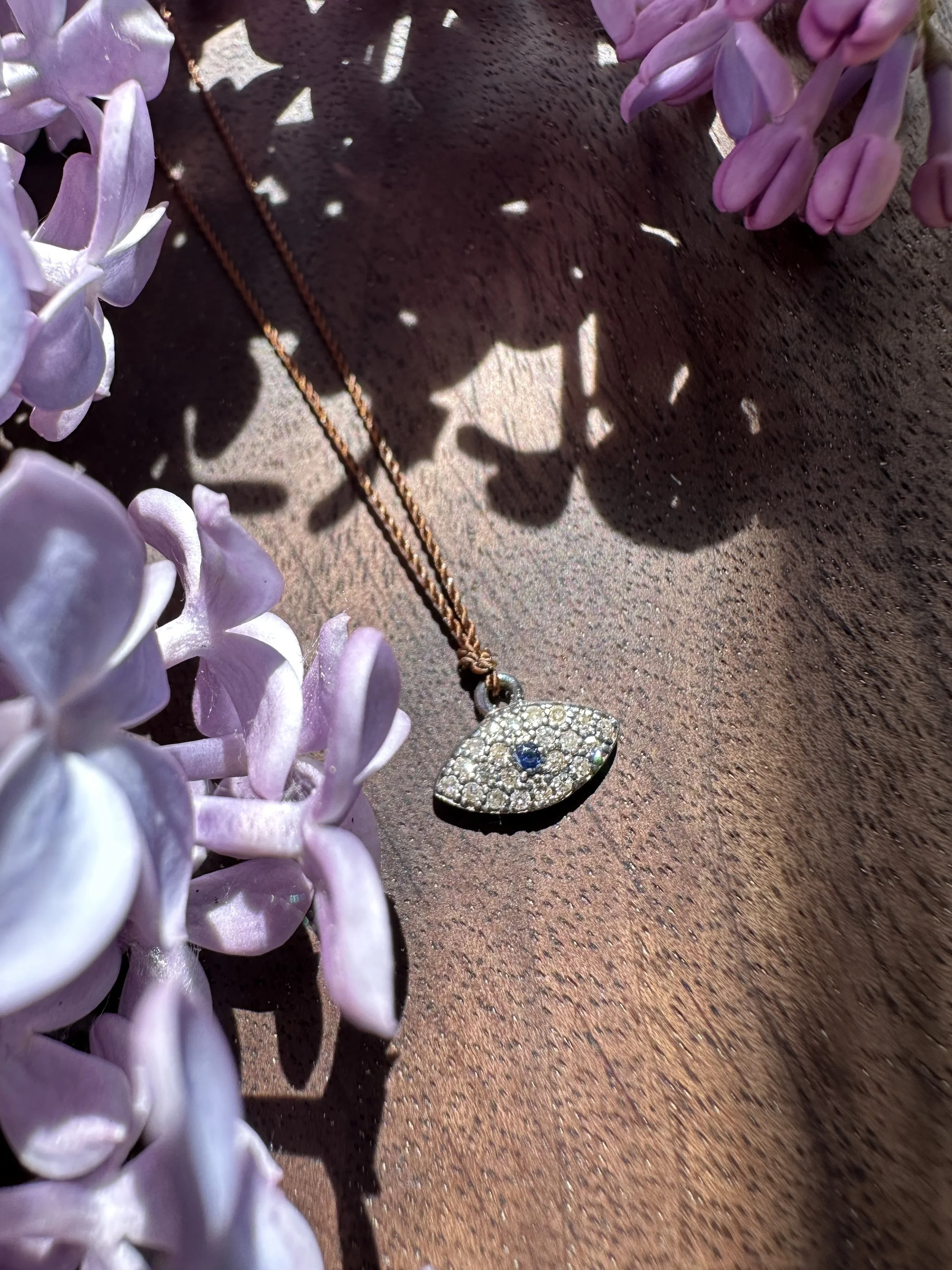 Margaret Solow Pave Diamond and Sapphire Eye Necklace