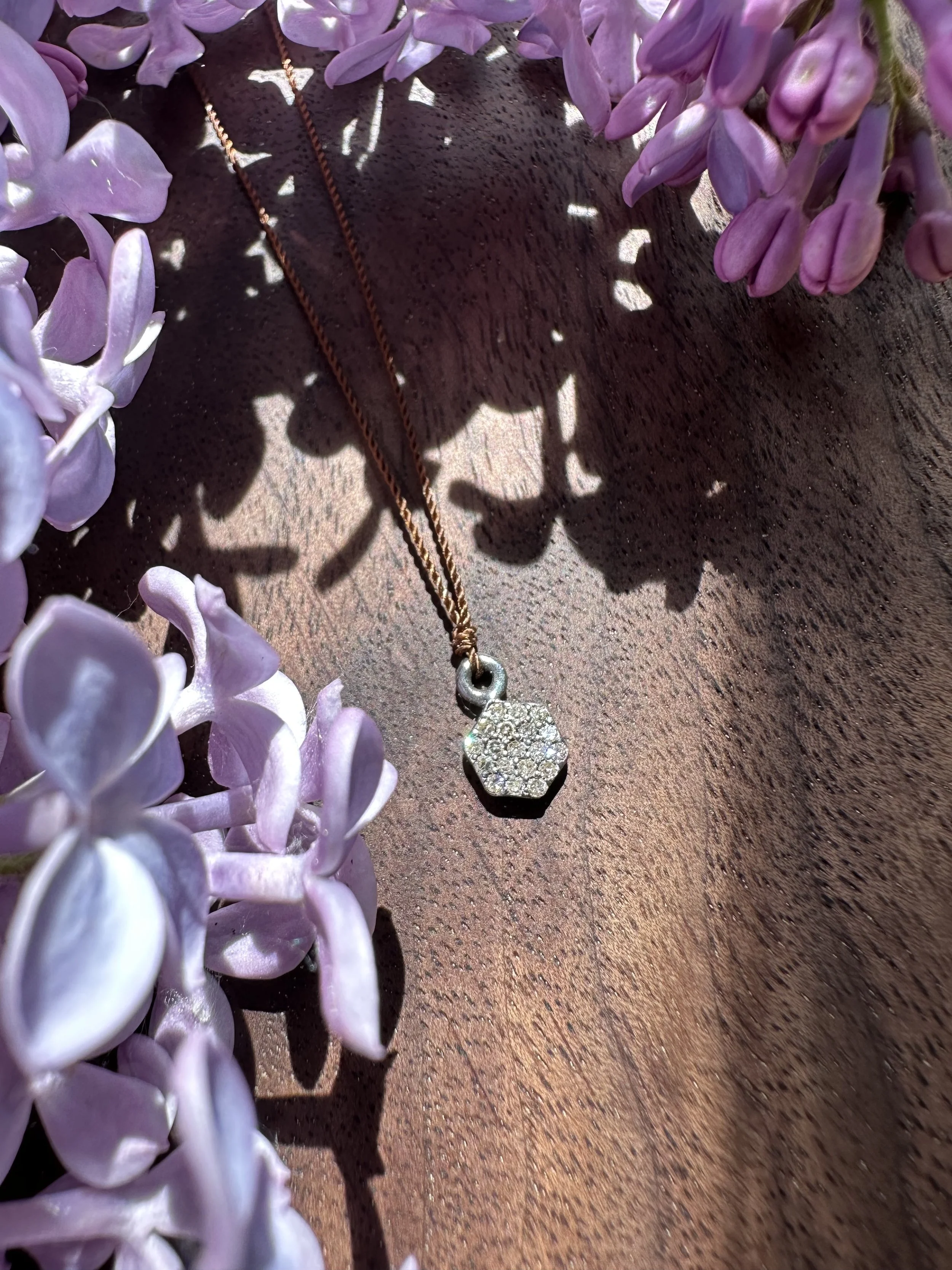 Margaret Solow Pave Diamond Hexagon Necklace