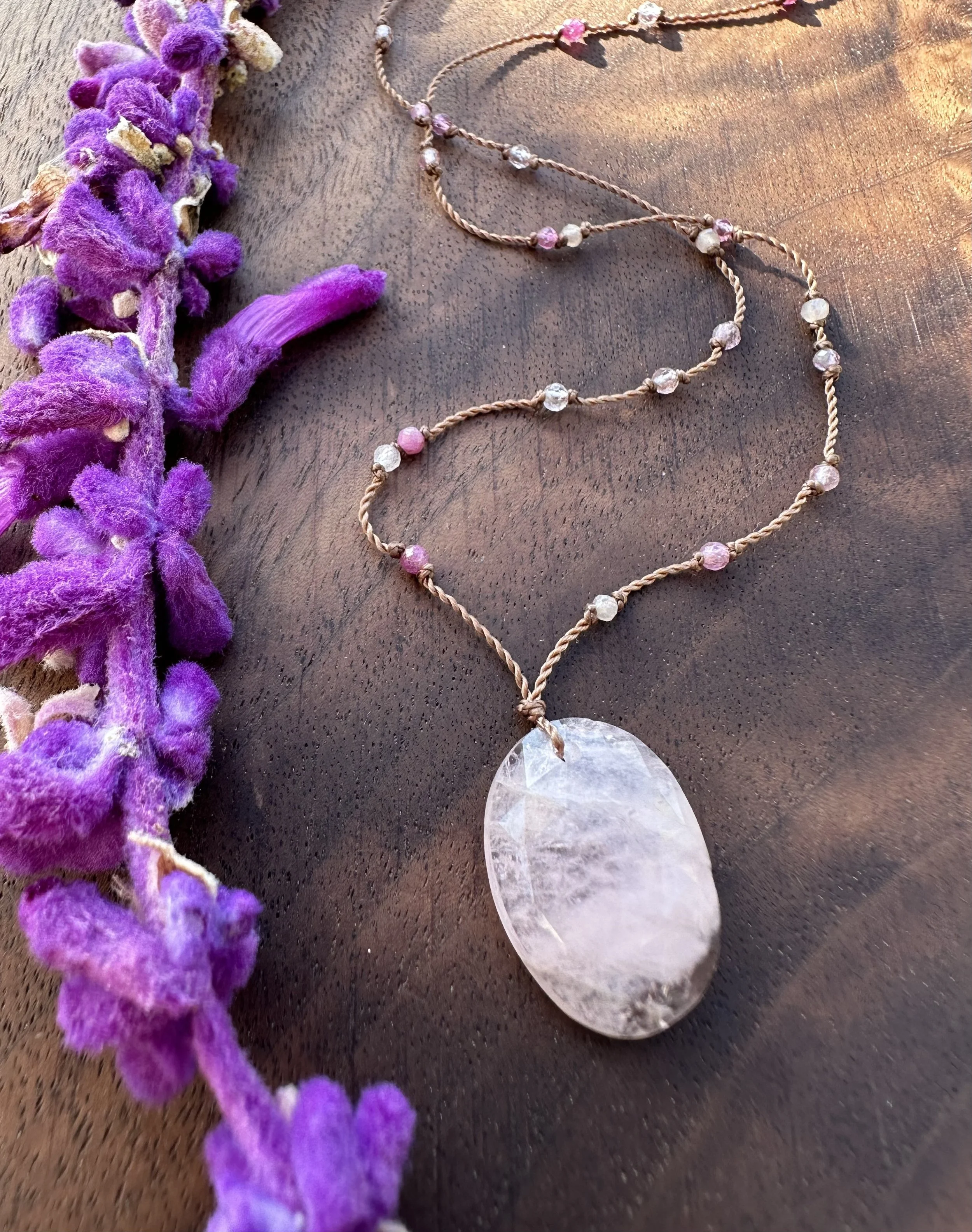 Margaret Solow Rose Quartz and Tourmaline Necklace