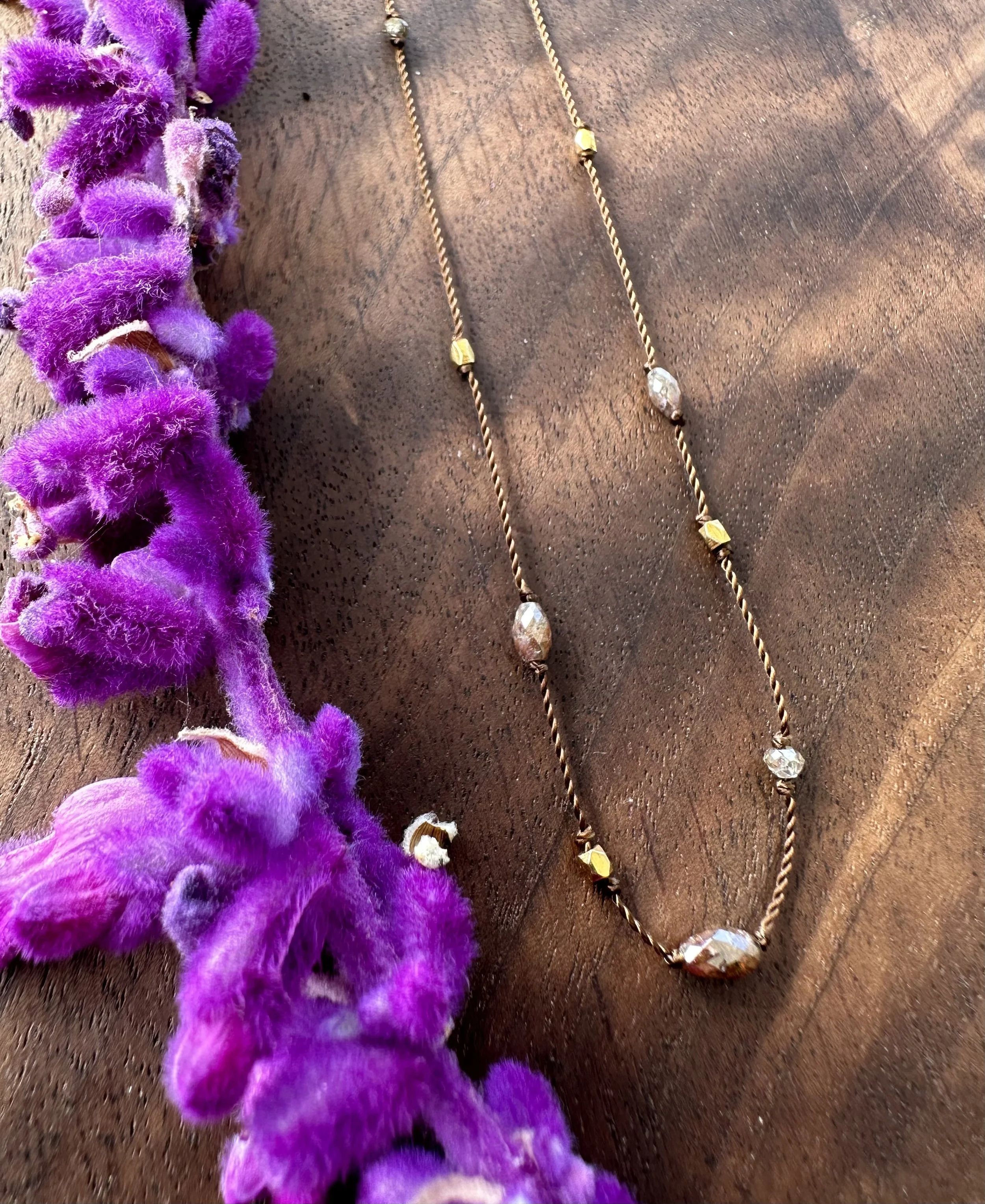 Margaret Solow Mocha and Grey Diamond 22K Gold Necklace