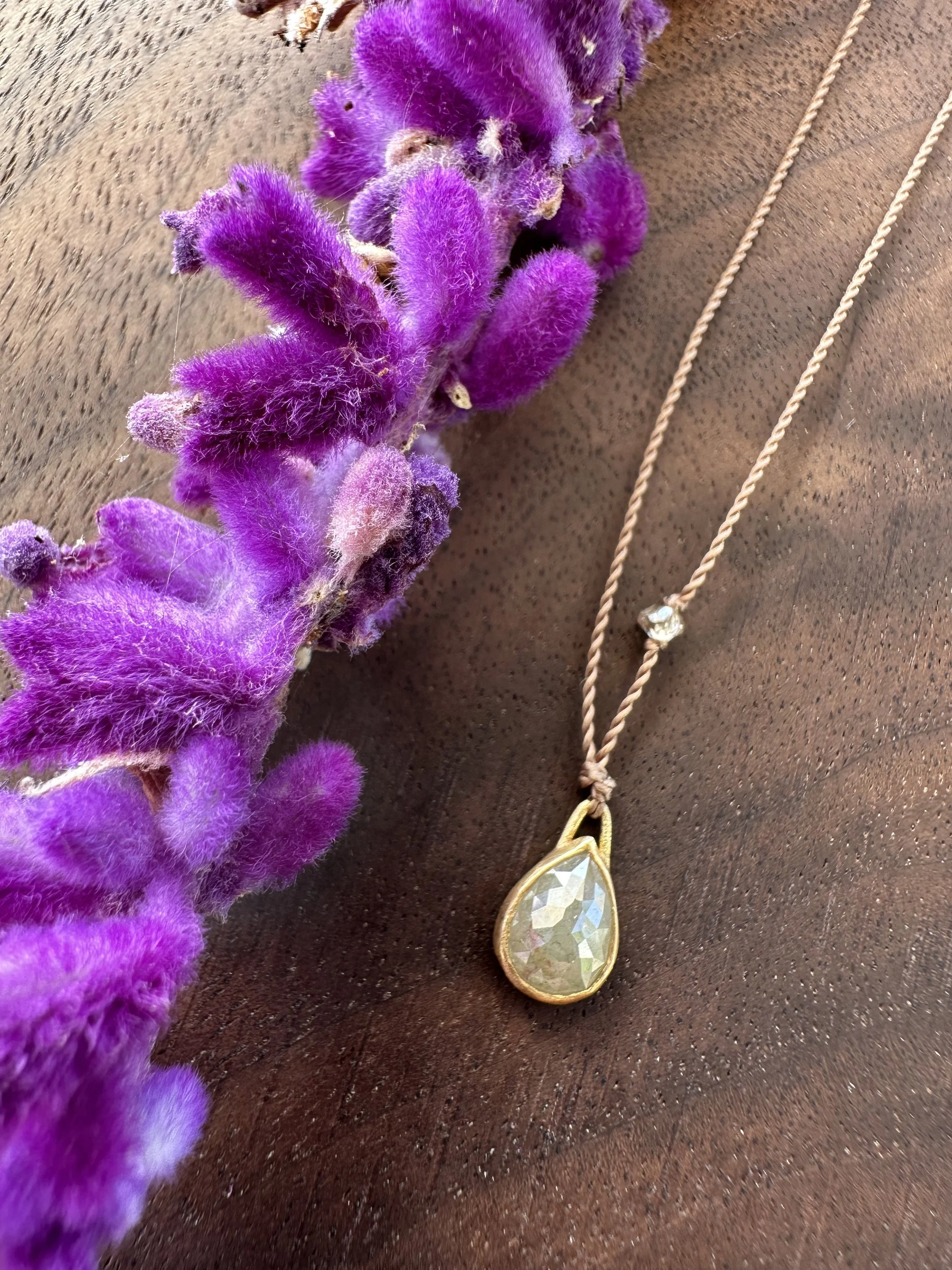 Margaret Solow 18K Grey Diamond with Diamond Bead Necklace