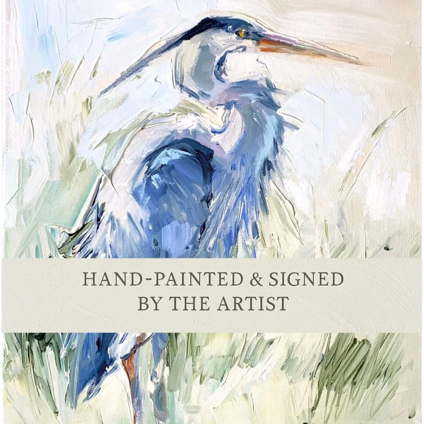 Hey There Heron, Hand-painted Giclee