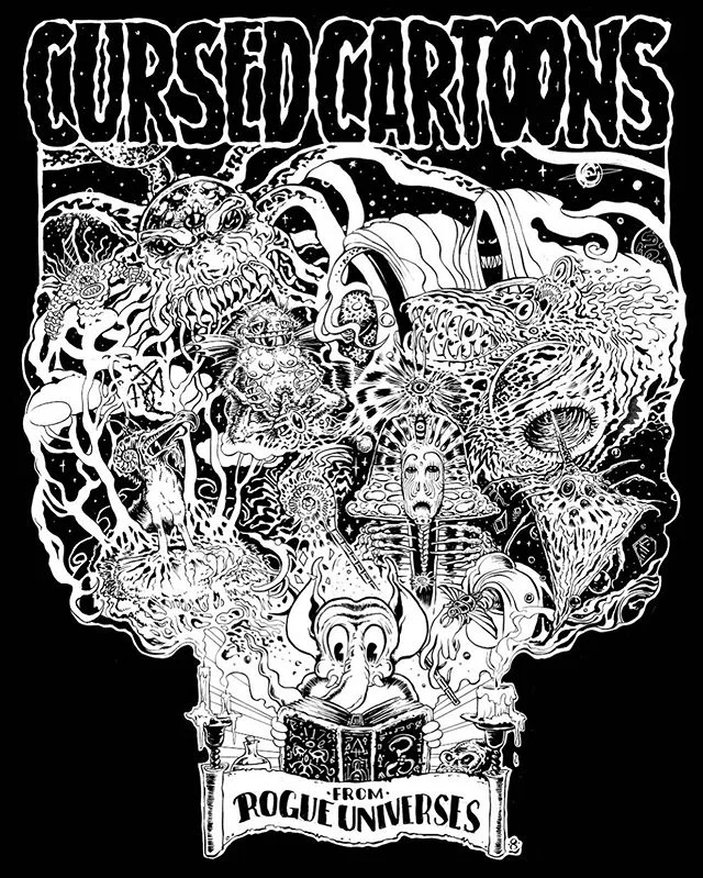 This incredible art by @jonweber8 is your first taste of Cursed Cartoons from Rogue Universes, our next project here at Oh Nothing Press. What cosmic horrors have been summoned by ink and celluloid? How is our corporate monoculture linked to arcane rituals disguised as entertainment? Find out... soon.