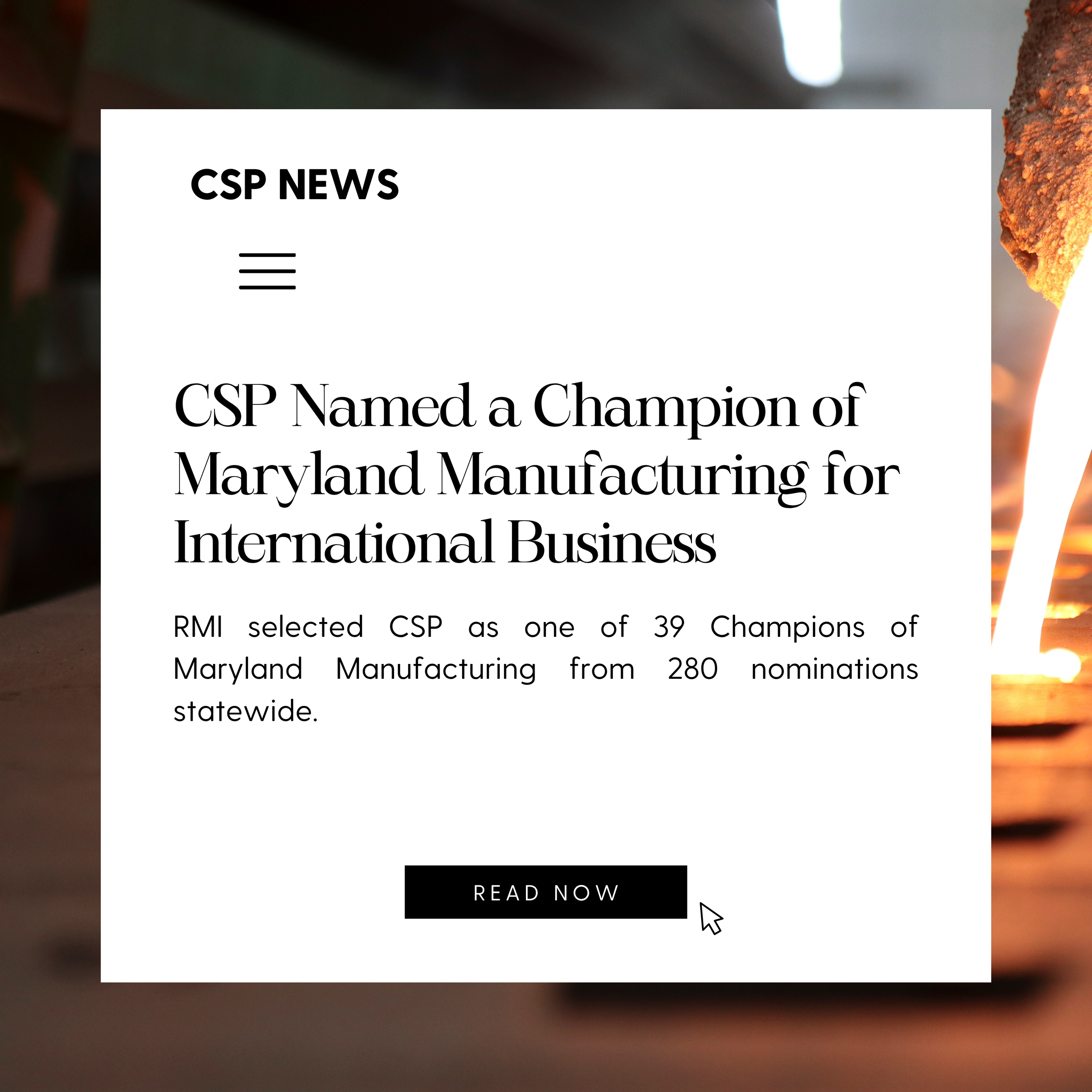CSP Named a Champion of Maryland Manufacturing for International Business