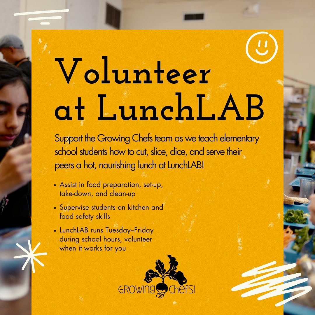 LunchLAB is changing the narrative about school food, and we need your help!

Support Growing Chefs&rsquo; Chefs-in-Residence and Chef Educators as they teach student chefs how to cut, slice, dice, and serve their peers a hot, nourishing lunch at Lun
