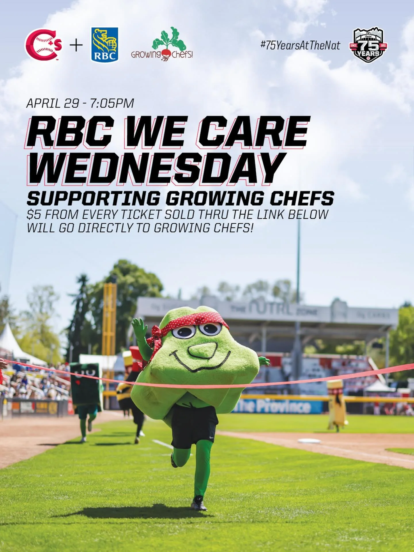 Catch us at the ball game ⚾

We&rsquo;re so excited to share that Growing Chefs has been selected as a featured community partner for the Vancouver Canadians&rsquo; April 29 game at Nat Bailey Stadium as part of We Care Wednesdays&mdash;an amazing in