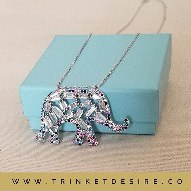 This Is A Beautiful Elephant Pendant In Baquettes And Multi-Color Stones. Sterling Silver! Available on my Site www.trinketdesire.co just Go on my Bio for the Link Everyone! 
#elephantpendants #elephantnecklaces #silverjewelry925 #baquettejewelry sje