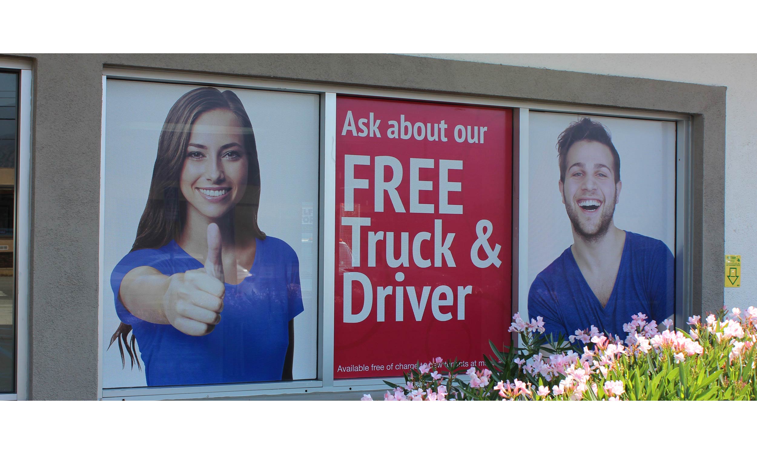 Installed store front window vinyl at Inland Empire facility
