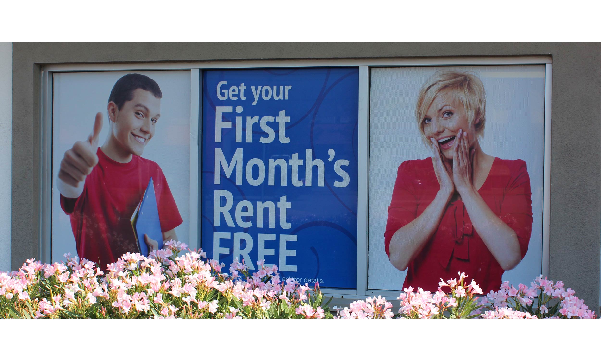 Installed store front window vinyl at Inland Empire facility