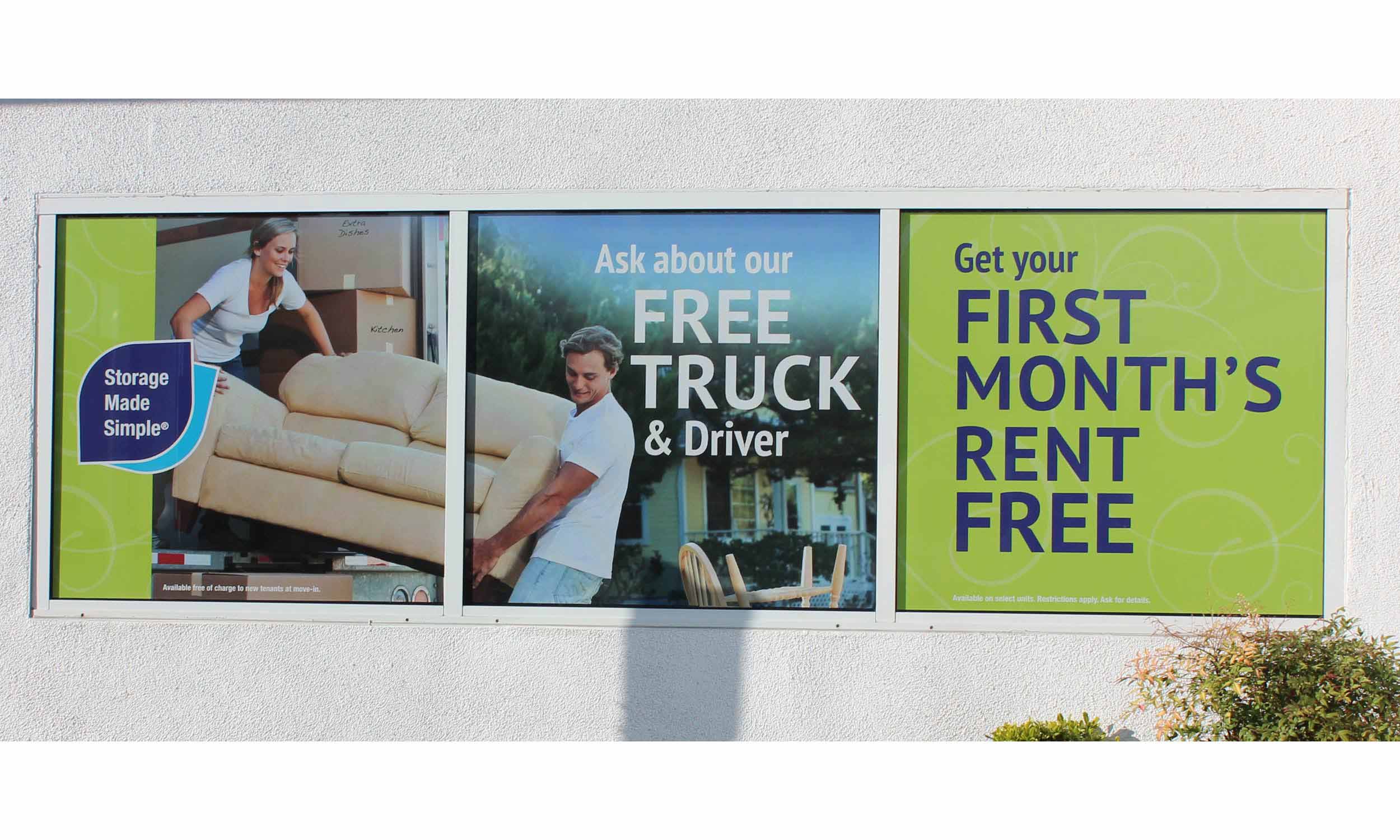 Installed store front window vinyl at Bay Area facility