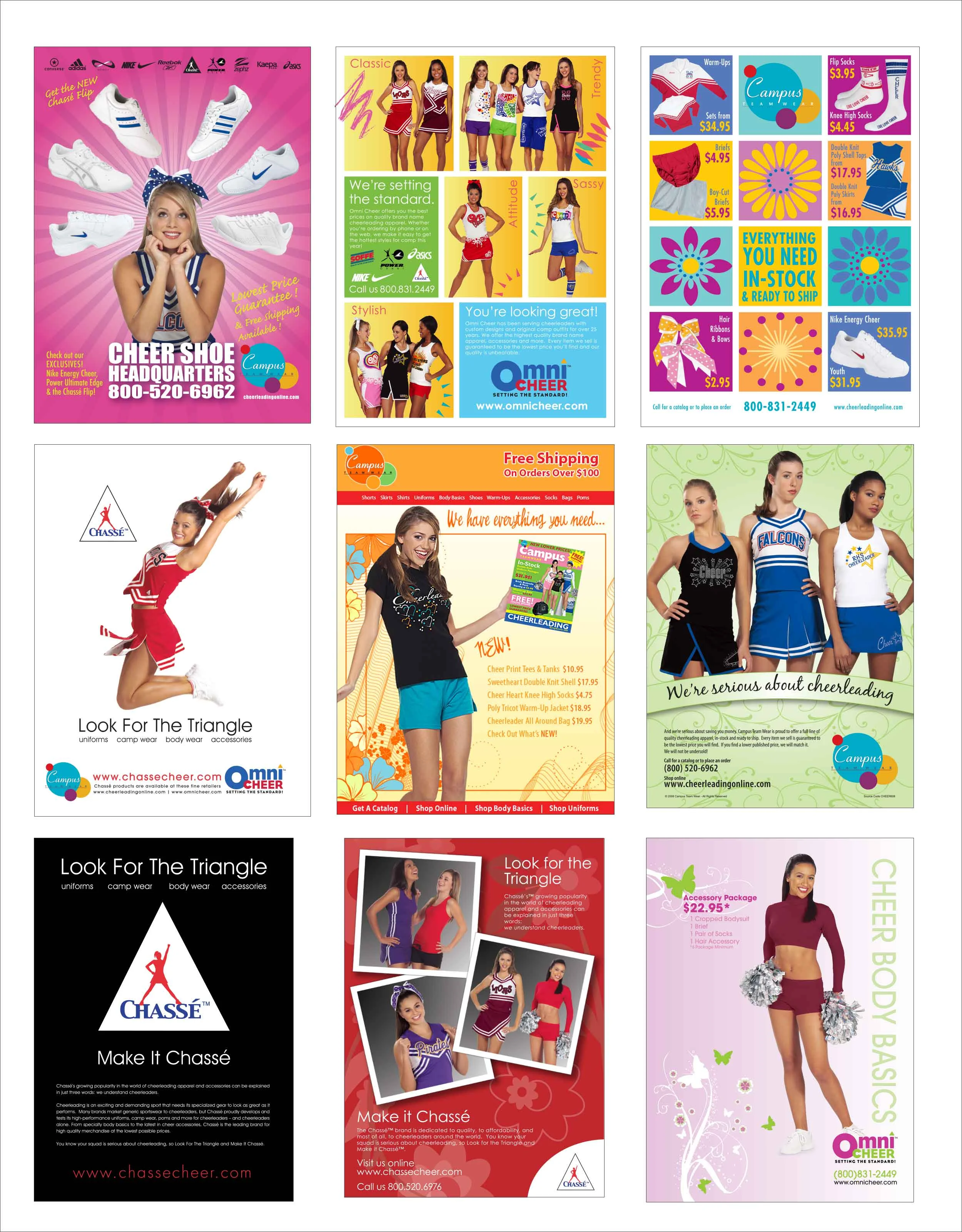Various American Cheerleader magazine ads