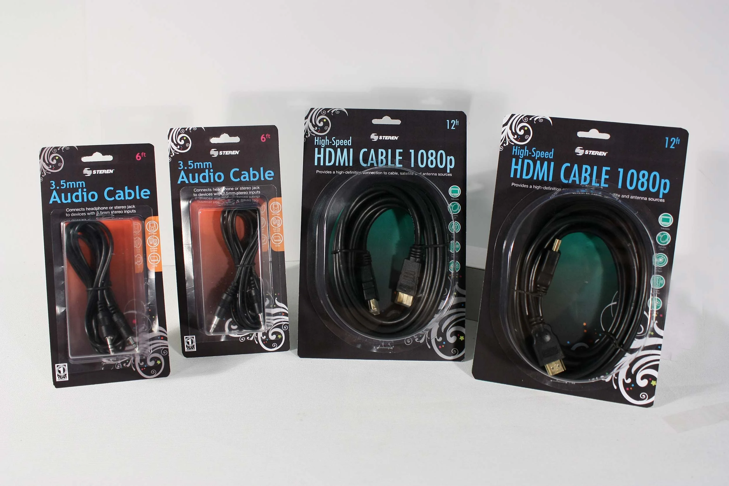 Steren Electronics blister packages for HDMI & audio cables