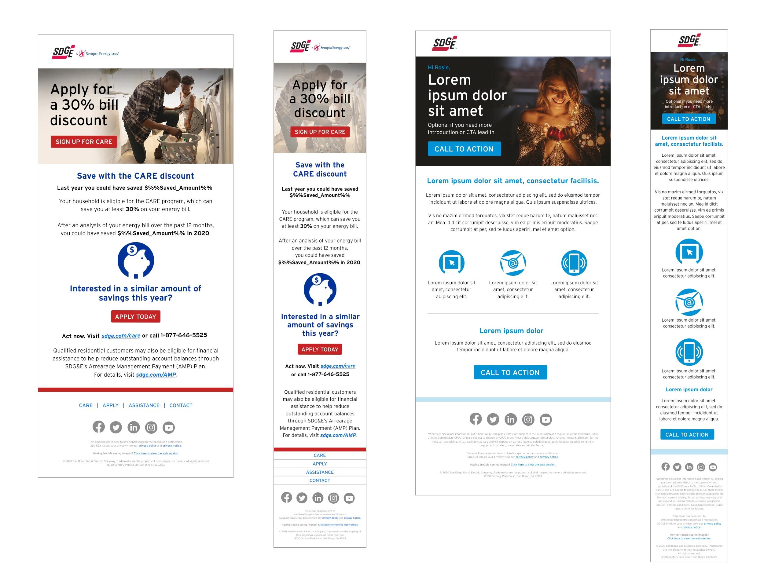 SDG&E email campaign desktop and mobile comps