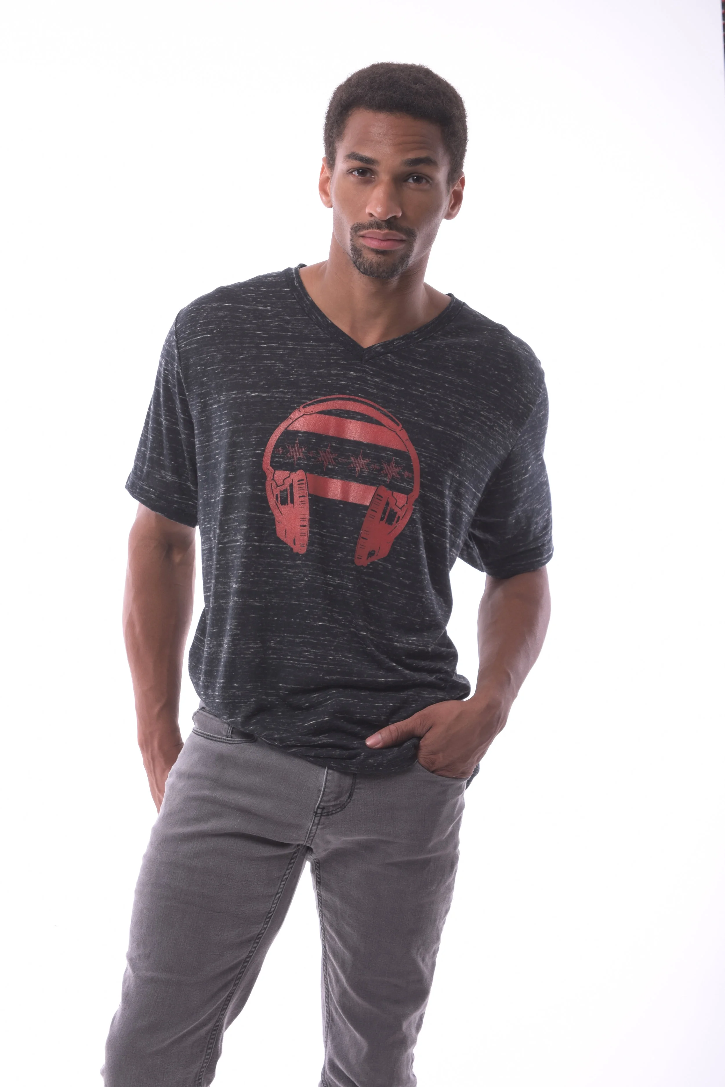 Dark Grey Red Chi Flag T