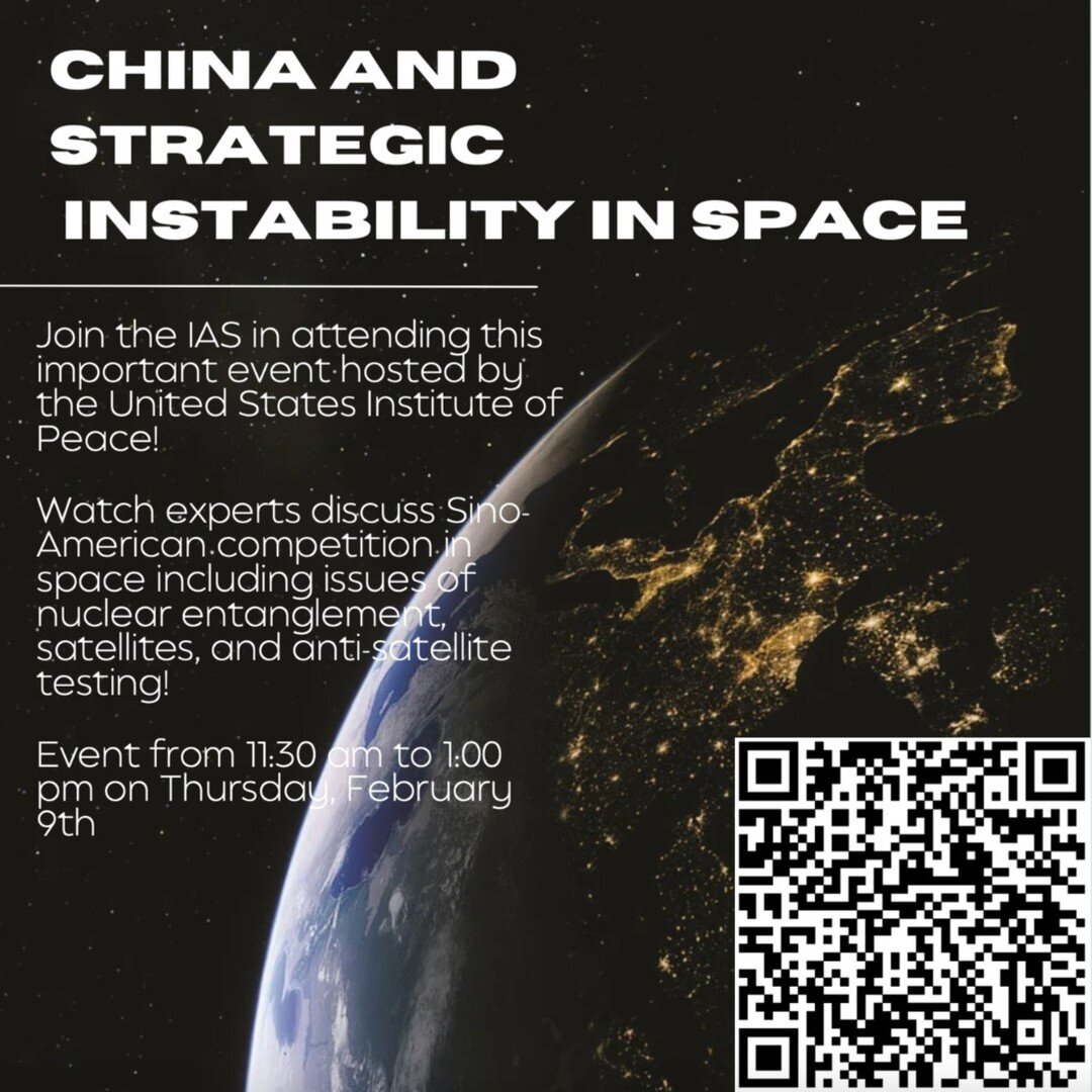 Sign up to attend our great programming event! It will be hosted by the United States Institute of Peace and is a great opportunity to learn about China and space policy!

Link in our bio to sign up!