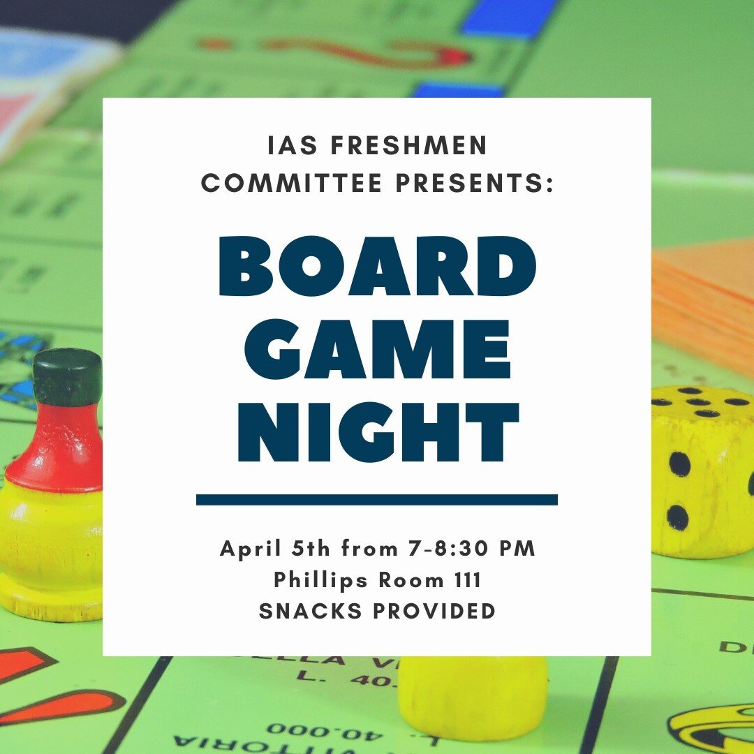 Come to our next social event on Wednesday! Board games, snacks, and Elliott kids!!!

April 5th from 7-8:30 in Phillips 111