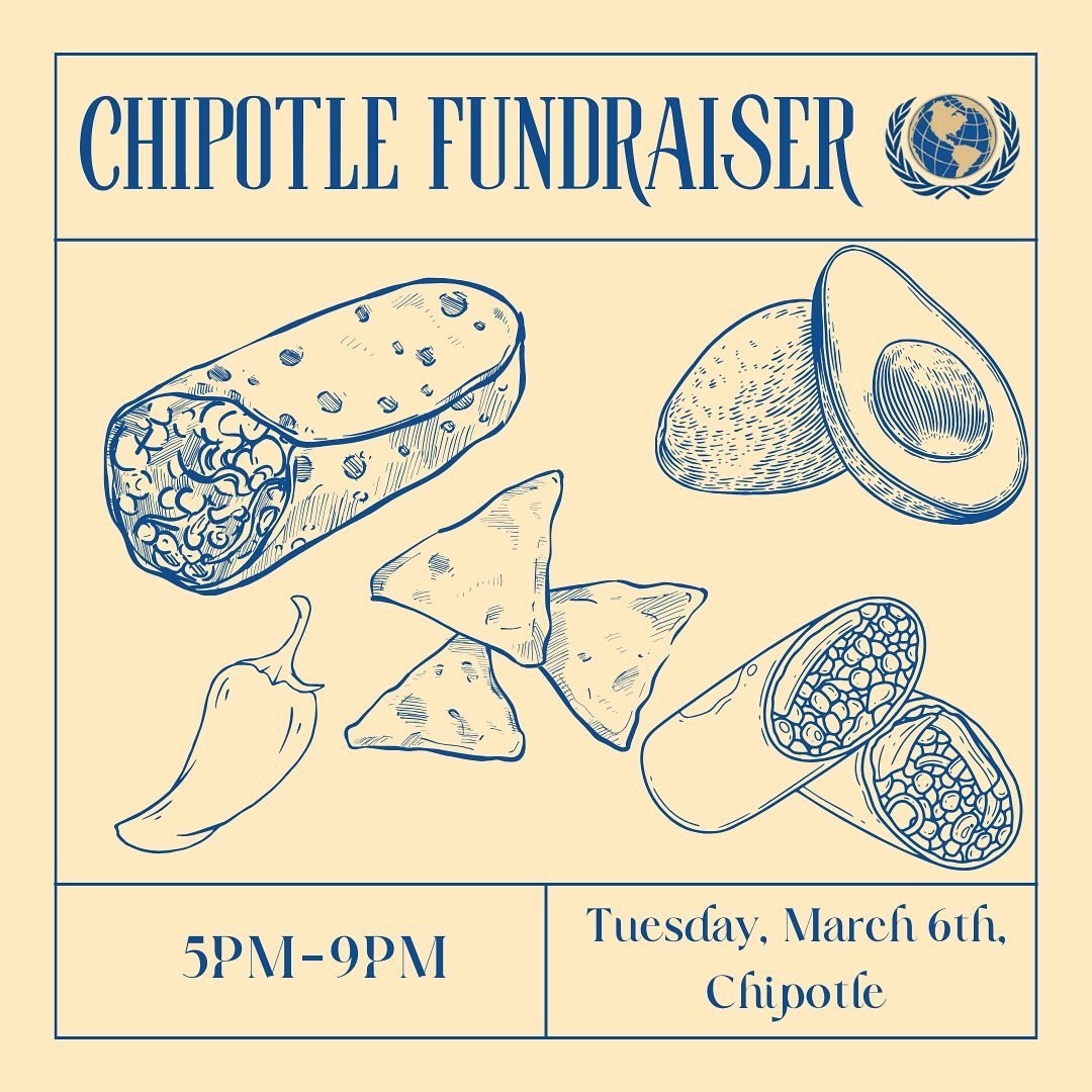 Feeling hungry with all these midterms? Come visit our fundraiser at Chipotle tomorrow from 5-9!! Use the attached flier and its code to show up or order online with. See you there.