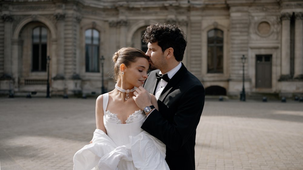 Luxurious and high fashion Paris wedding elopement editorial, France