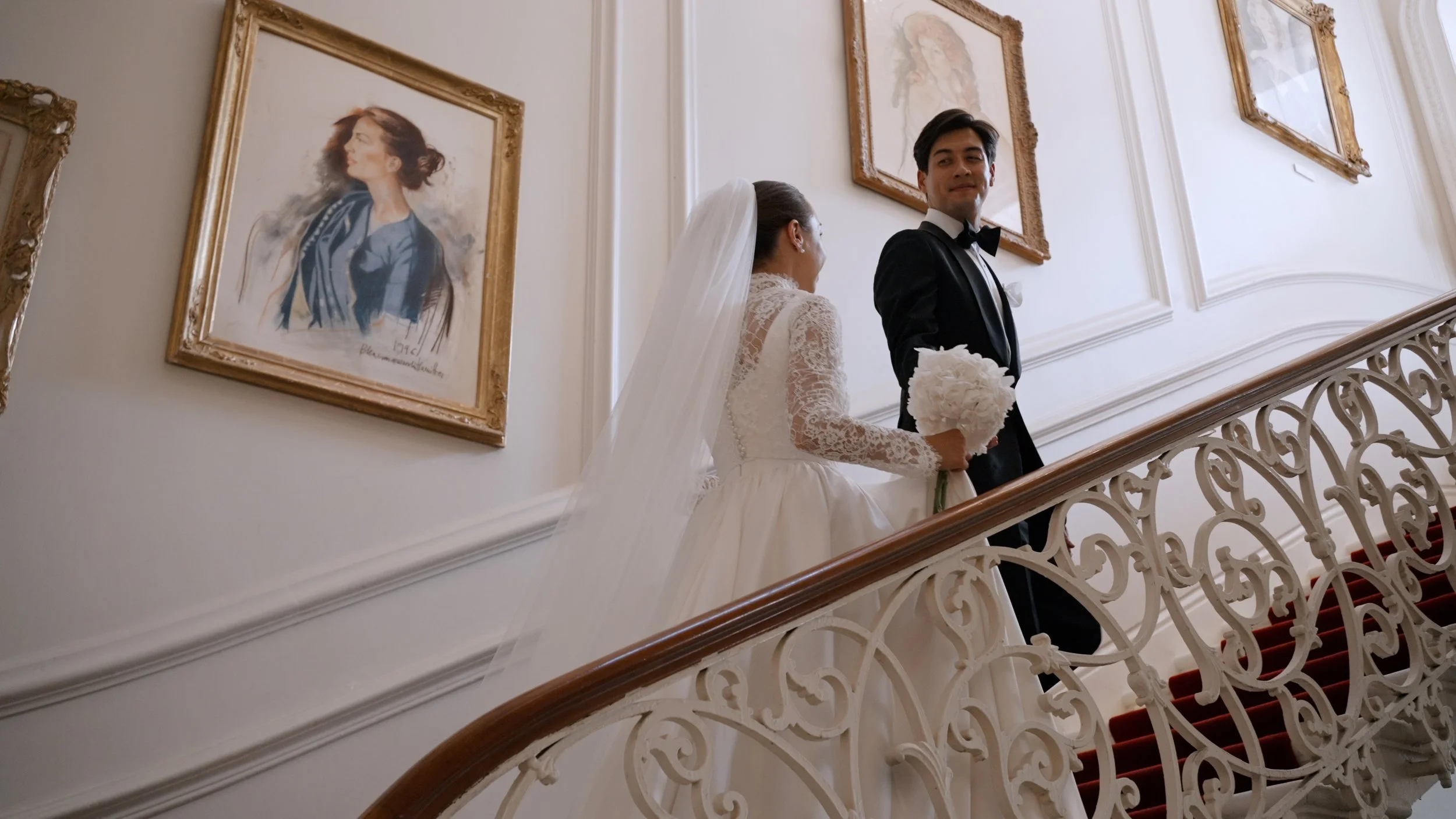 bride and groom at Ognisko restaurant